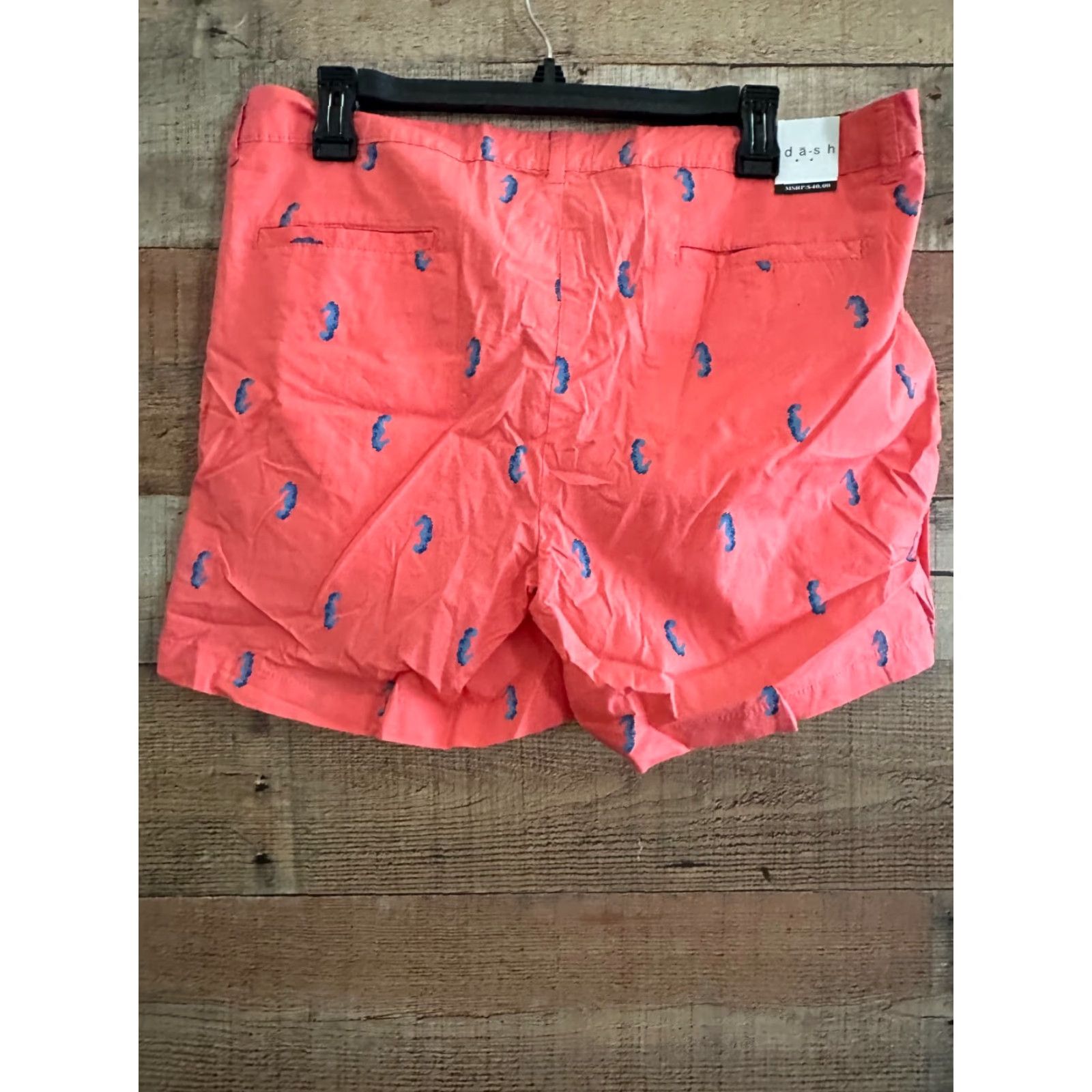ASH Dash Shorts Women’s Size 12 Coral Seahorse NWT Washable Linen Blend Size 34" / US 12 / IT 48 - 2 Thumbnail