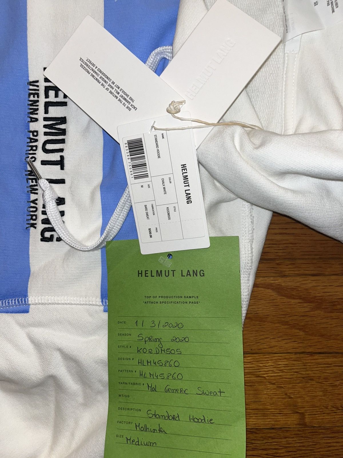 Helmut Lang Helmut Lang Men's Sweatshirt Hoodie White with Blue Stripes Size US M / EU 48-50 / 2 - 2 Thumbnail