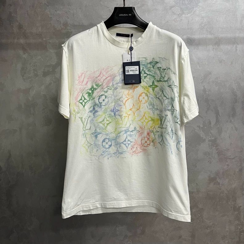 Louis Vuitton Louis Vuitton White Full Color Printed Crew Neck Short Sle Size US L / EU 52-54 / 3 - 1 Thumbnail
