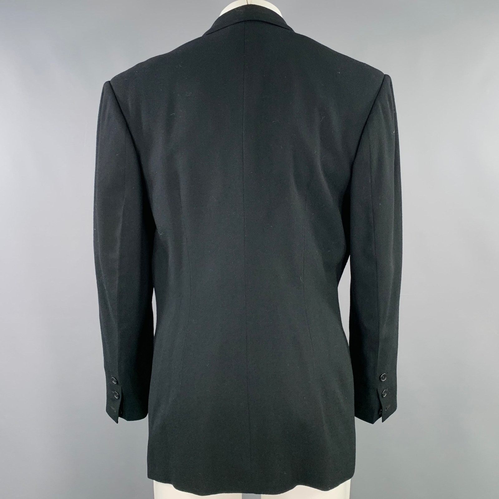 Richard Tyler Size 40 Black Crepe Wool Single Button Sport Coat Size 40R - 3 Thumbnail