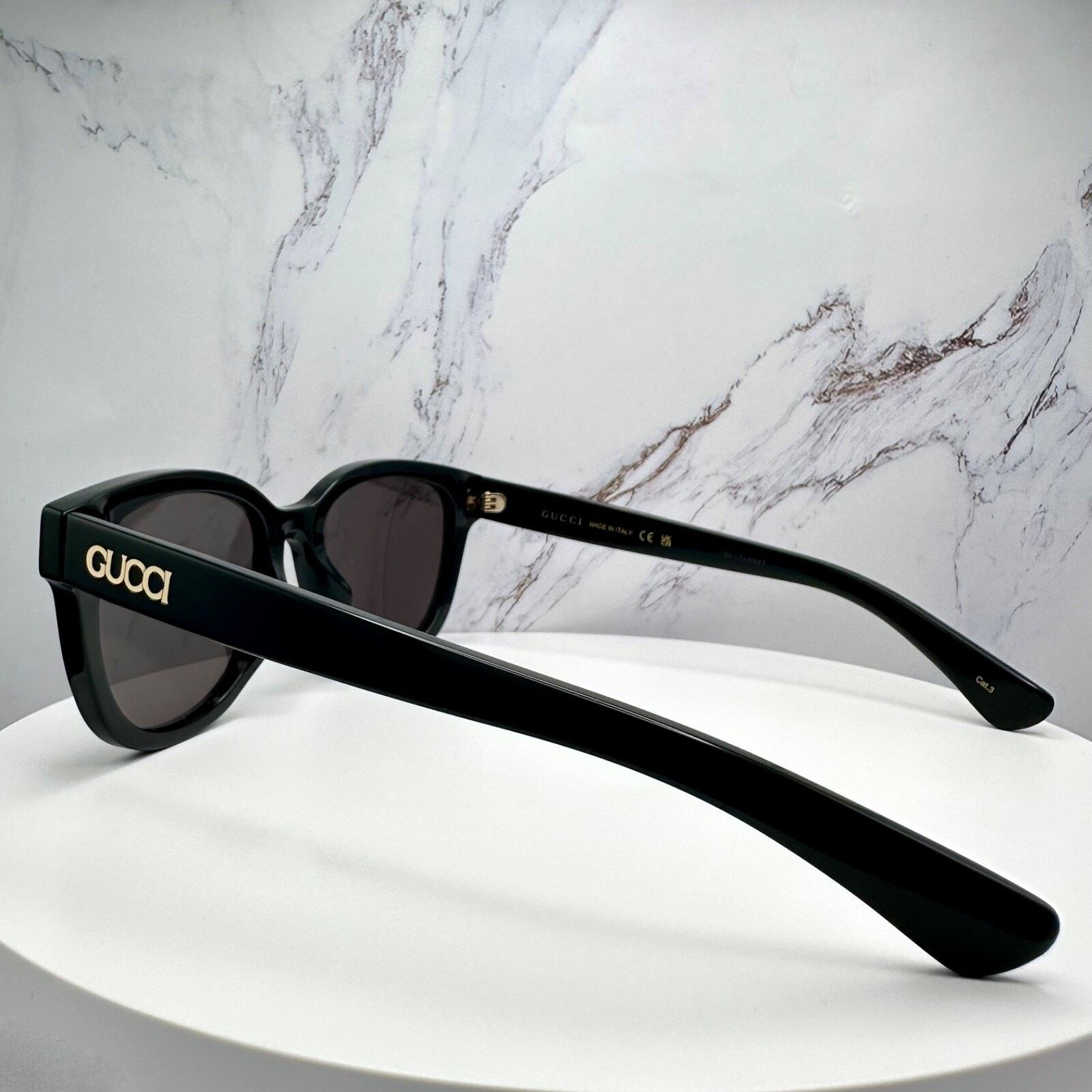 Gucci New GUCCI Sunglasses 2025 Collection Black 55mm Round Size ONE SIZE - 17 Thumbnail