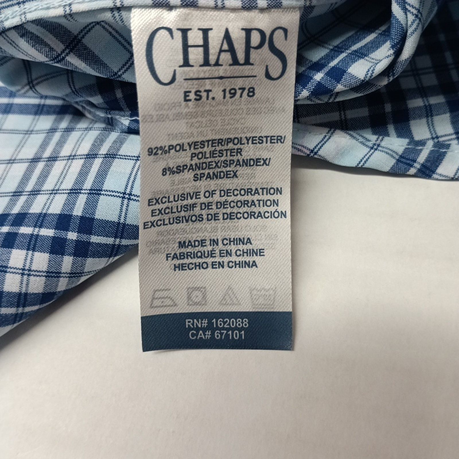 Chaps Chaps Woven Shirt Men's Size M Sky Blue Stretch UPF 50 Size US M / EU 48-50 / 2 - 7 Thumbnail