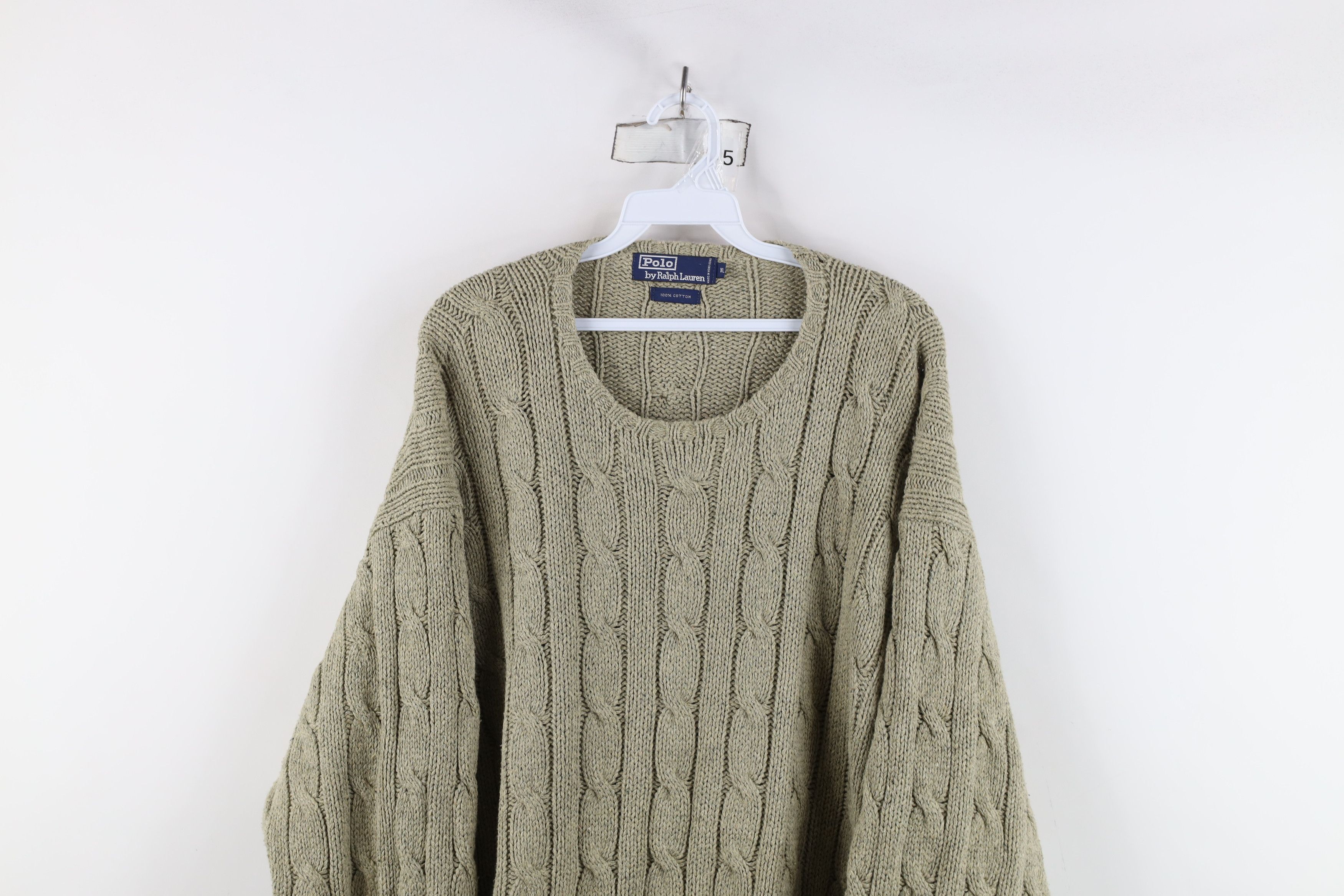 Polo Ralph Lauren Vintage 90s Ralph Lauren Cable Knit Crewneck Sweater Green Size US XL / EU 56 / 4 - 2 Thumbnail