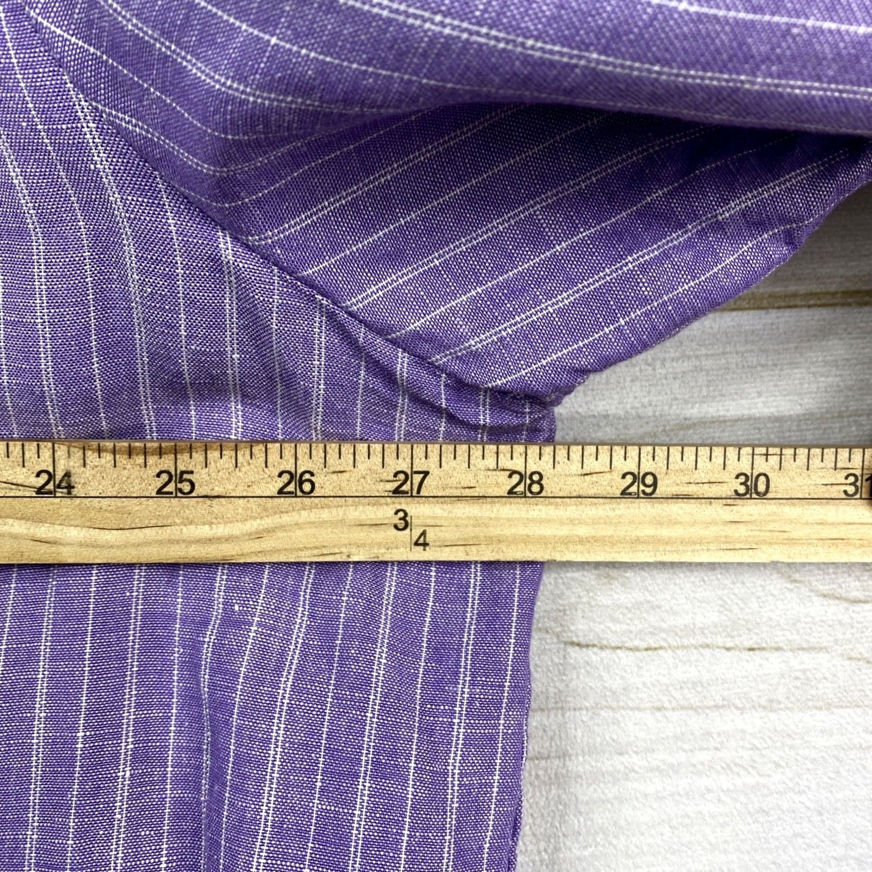 Vintage Maggie Barnes Blazer Jacket 2X Purple Striped Embroidered Linen Blazer Women Size XXL / US 16-18 / IT 52-54 - 6 Thumbnail