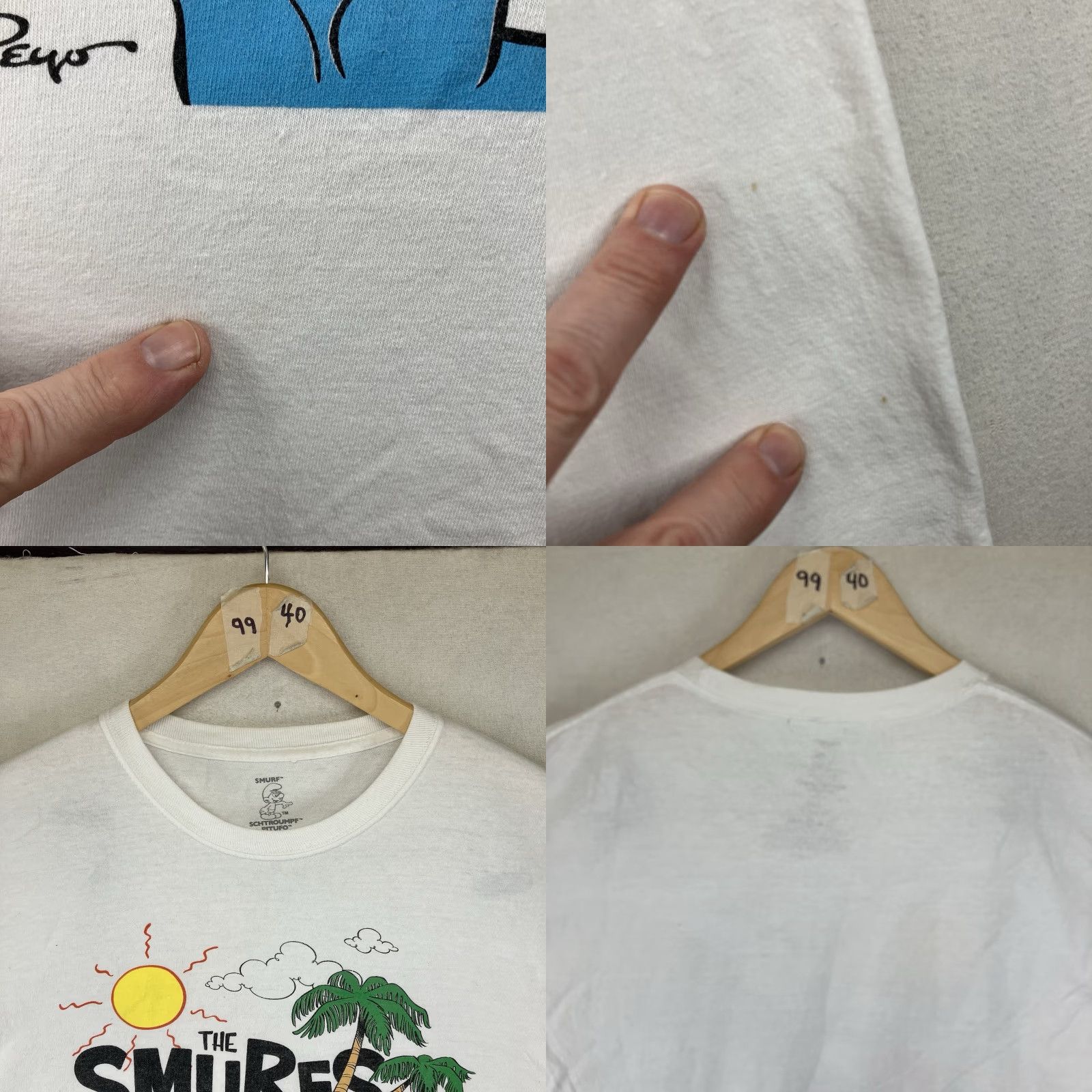 Etro Smurfs T-Shirt Retro Cartoon White Large Regular Men Short Sleeve Crew Neck Graphic Front Logo Size US L / EU 52-54 / 3 - 9 Thumbnail
