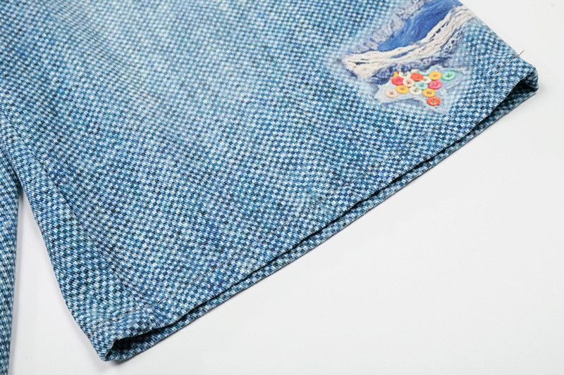 Japanese Brand American retro printed distressed denim shorts Size US 32 / EU 48 - 5 Thumbnail
