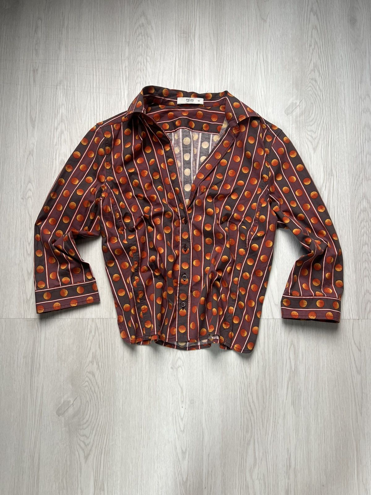 Prada Archive Prada Spring 2004 Eclipse Print Cropped Blouse Shirt Size M / US 6-8 / IT 42-44 - 1 Thumbnail