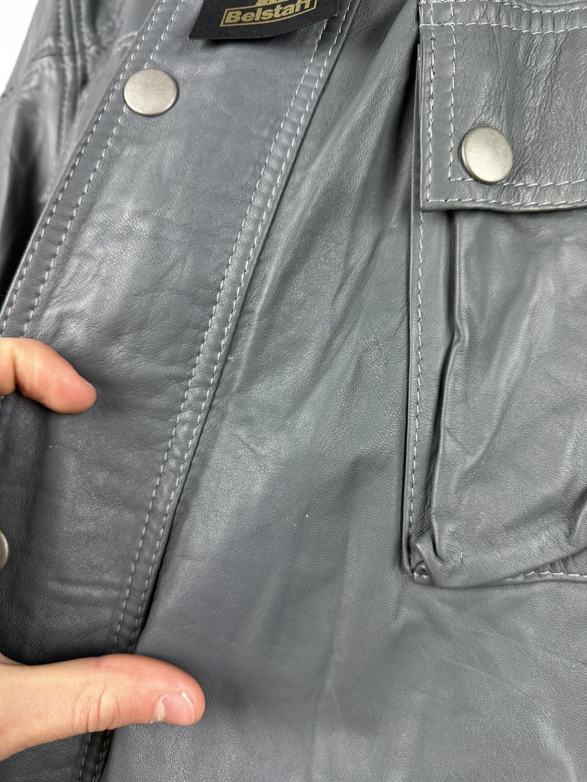 Belstaff NWT Belstaff Centaur Gray Belted Leather Jacket Man Size US L / EU 52-54 / 3 - 6 Thumbnail