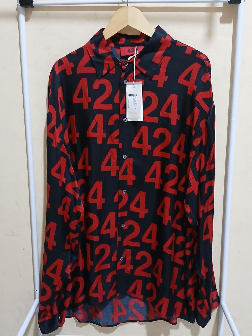 424 🔥FINAL PRICE 🔥 424 Black/Red Allover Logo Button Down LS Size US XL / EU 56 / 4 - 2 Thumbnail