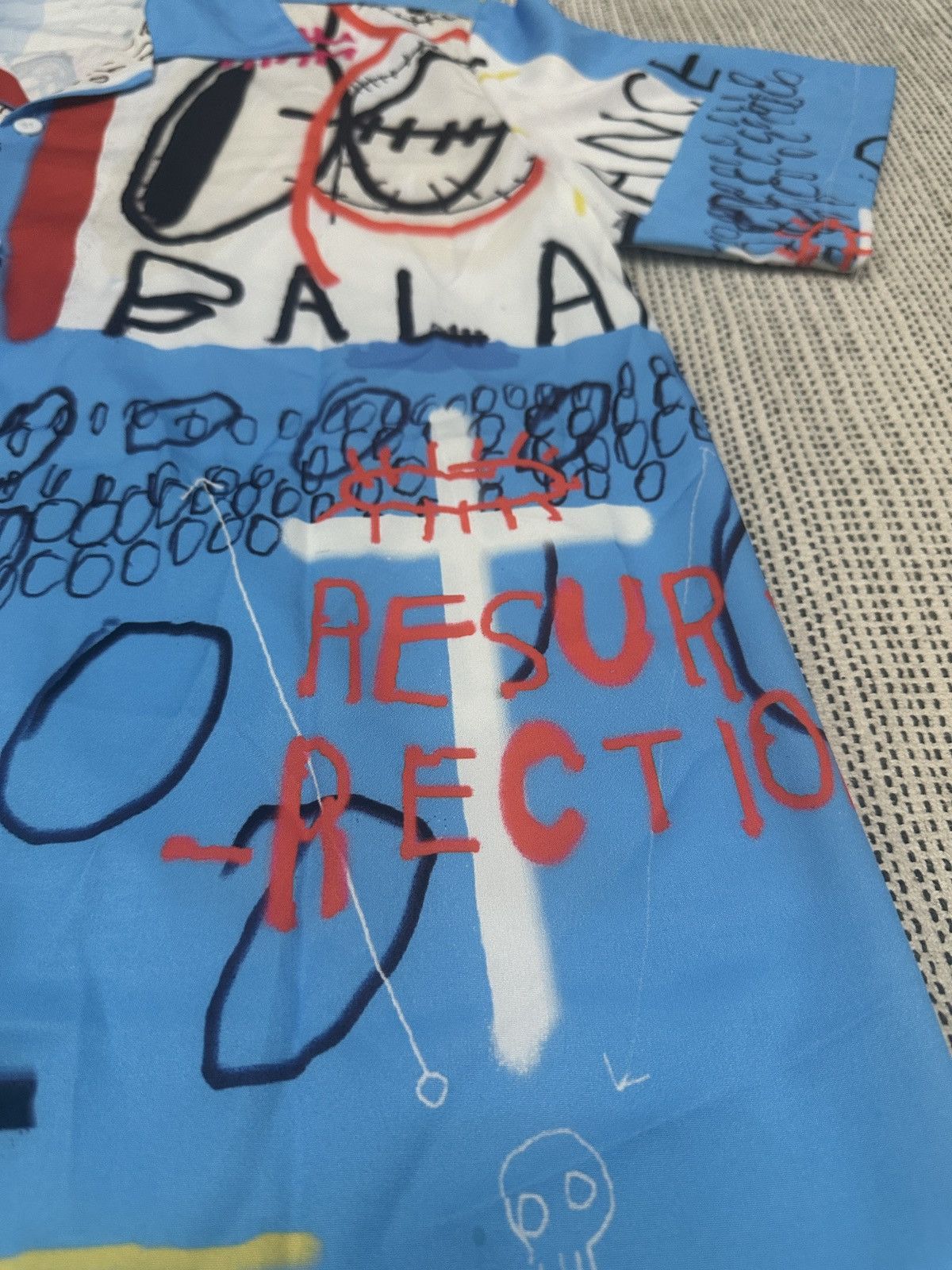 Jean-Michel Basquiat 🔥🔥🔥Vintage Jean Michel Basquiat Art Polyester Shirt Size US L / EU 52-54 / 3 - 5 Thumbnail