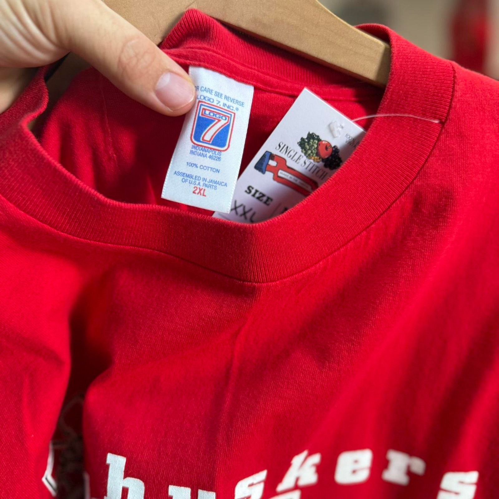 Vintage Vintage 90s Nebraska Huskers Cornhuskers Football T-Shirt Size US XXL / EU 58 / 5 - 6 Thumbnail