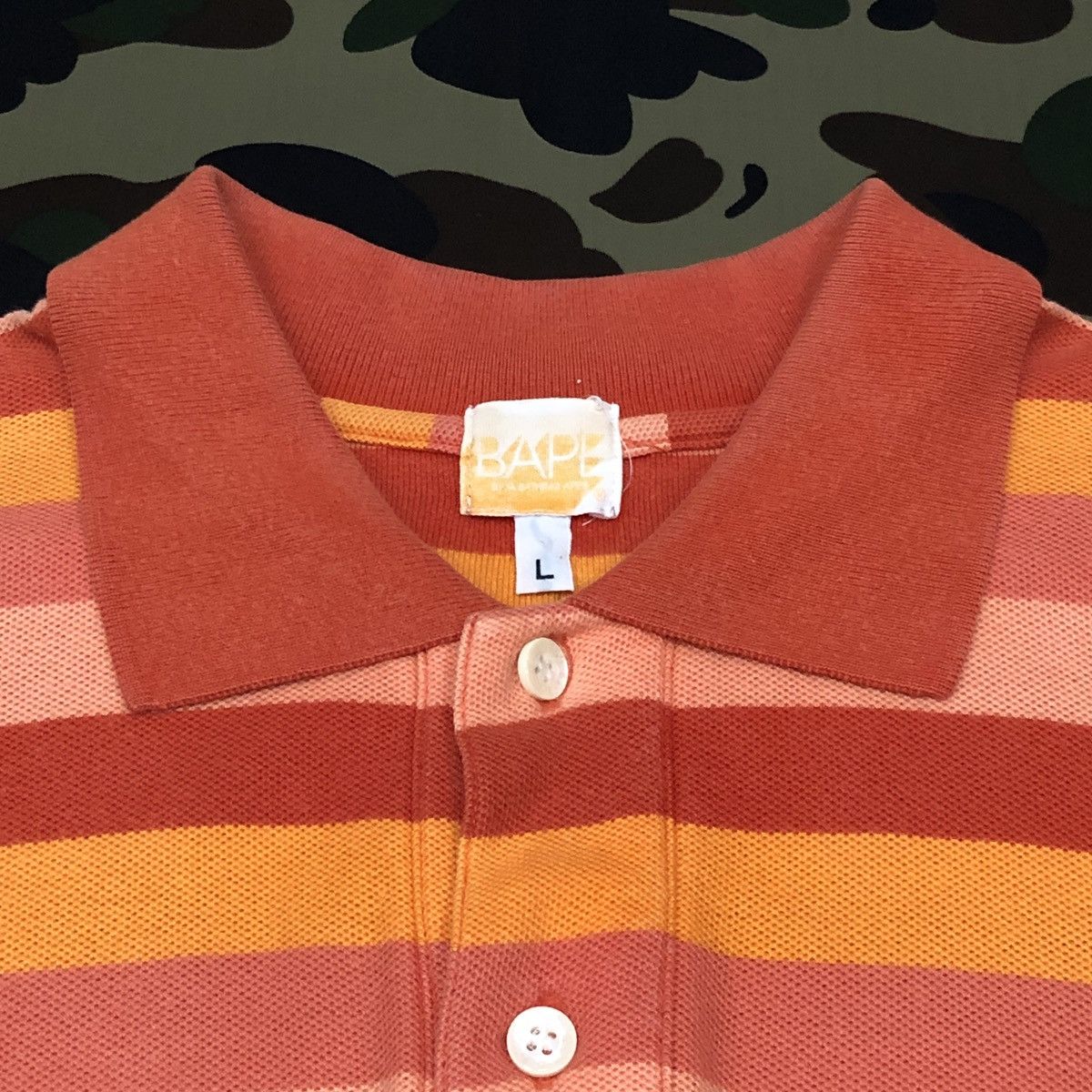Bape One Point Striped Polo Size US L / EU 52-54 / 3 - 4 Thumbnail