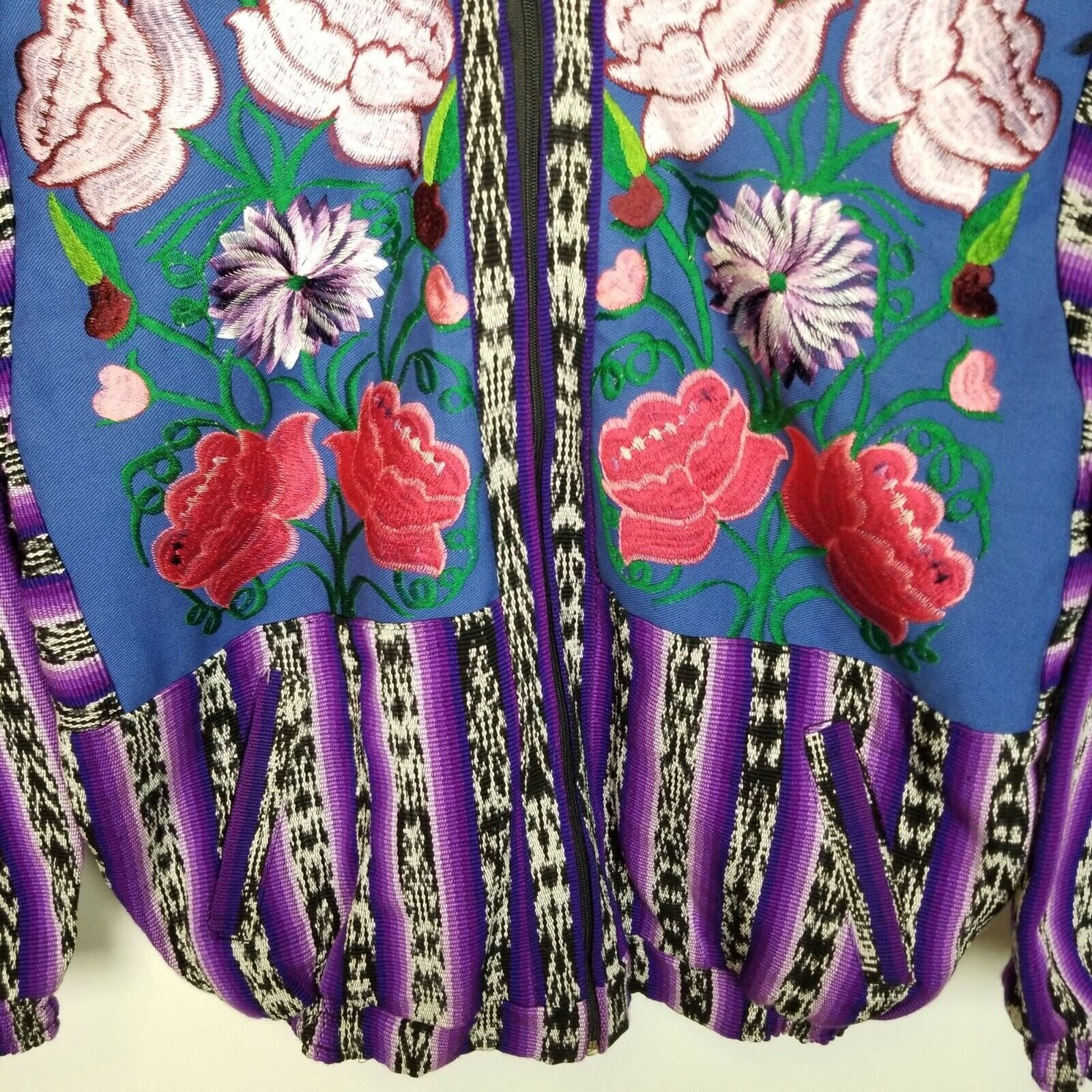 Vintage Vintage Floral Southwester Zip Emboroidered Bomber Jacket Size L / US 10 / IT 46 - 4 Thumbnail