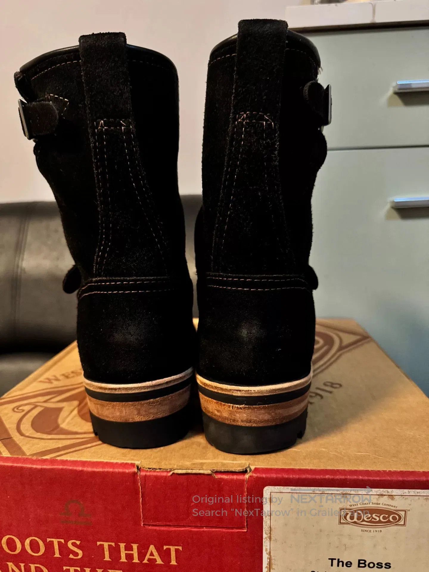 WESCO Wesco Boss Black Suede Engineer Boots. Size US 8.5 / EU 41-42 - 4 Thumbnail