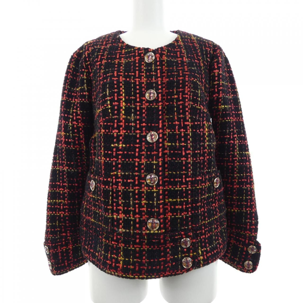Chanel Chanel Chanel Cashmere Blend Collarless Jacket Textile Outerwear P73176V64615 DUTY FREE for USA Size ONE SIZE - 1 Thumbnail
