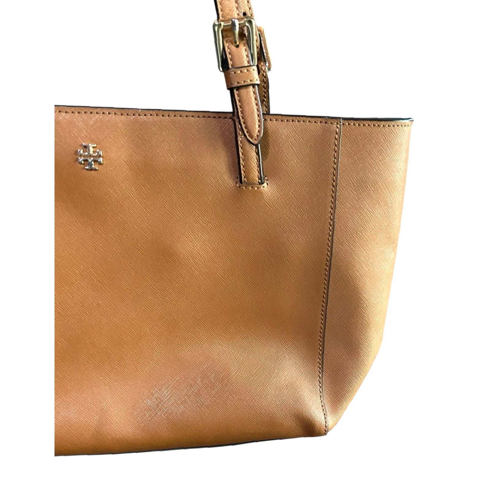 Tory Burch Tory Burch York Brown Leather Double Handles Tote Shoulder Bag Women Purse Read Read damage to handles Read Size ONE SIZE - 4 Thumbnail