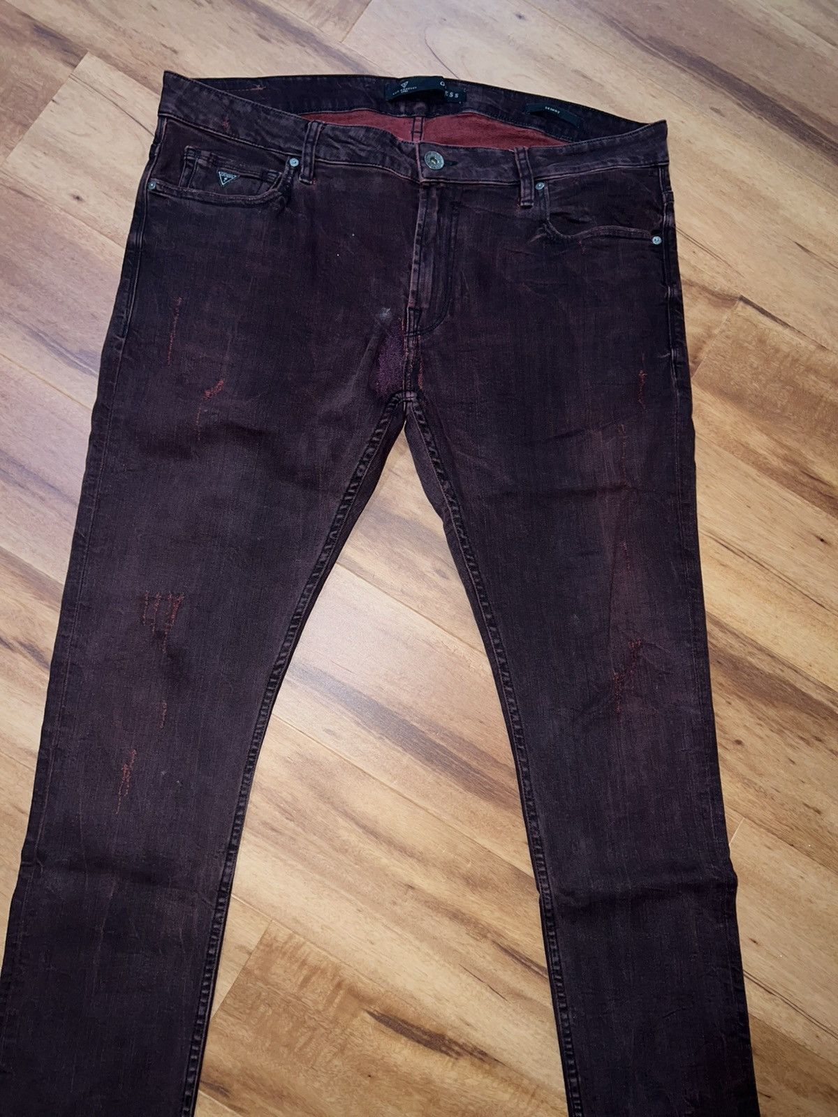 Guess Guess “Maroon-Dyed” Skinny Jeans Size US 36 / EU 52 - 1 Thumbnail