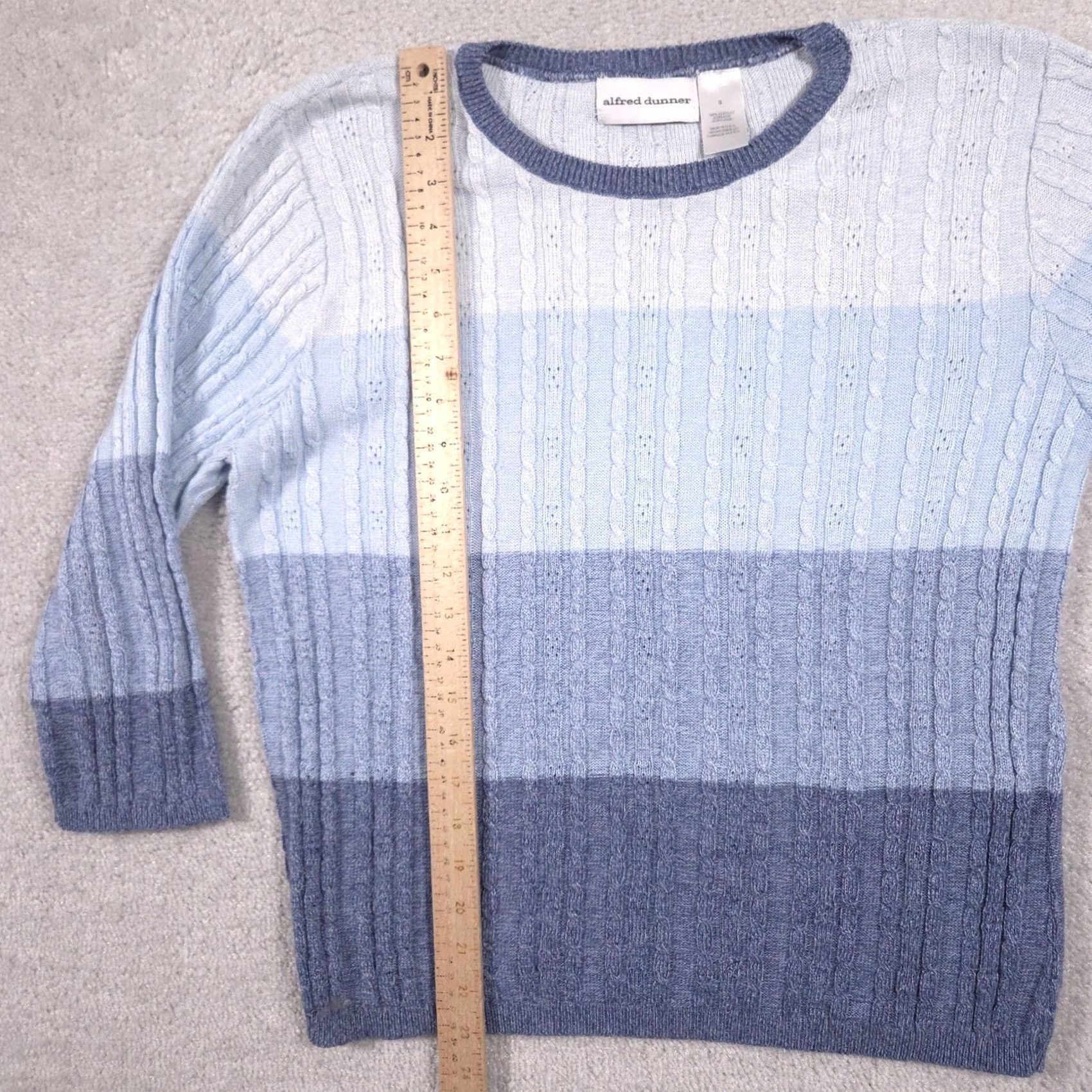 Vintage Alfred Dunner Sweater Womens Small Blue Stripe Cable Knit 3/4 Sleeve Made USA Size S / US 4 / IT 40 - 6 Thumbnail