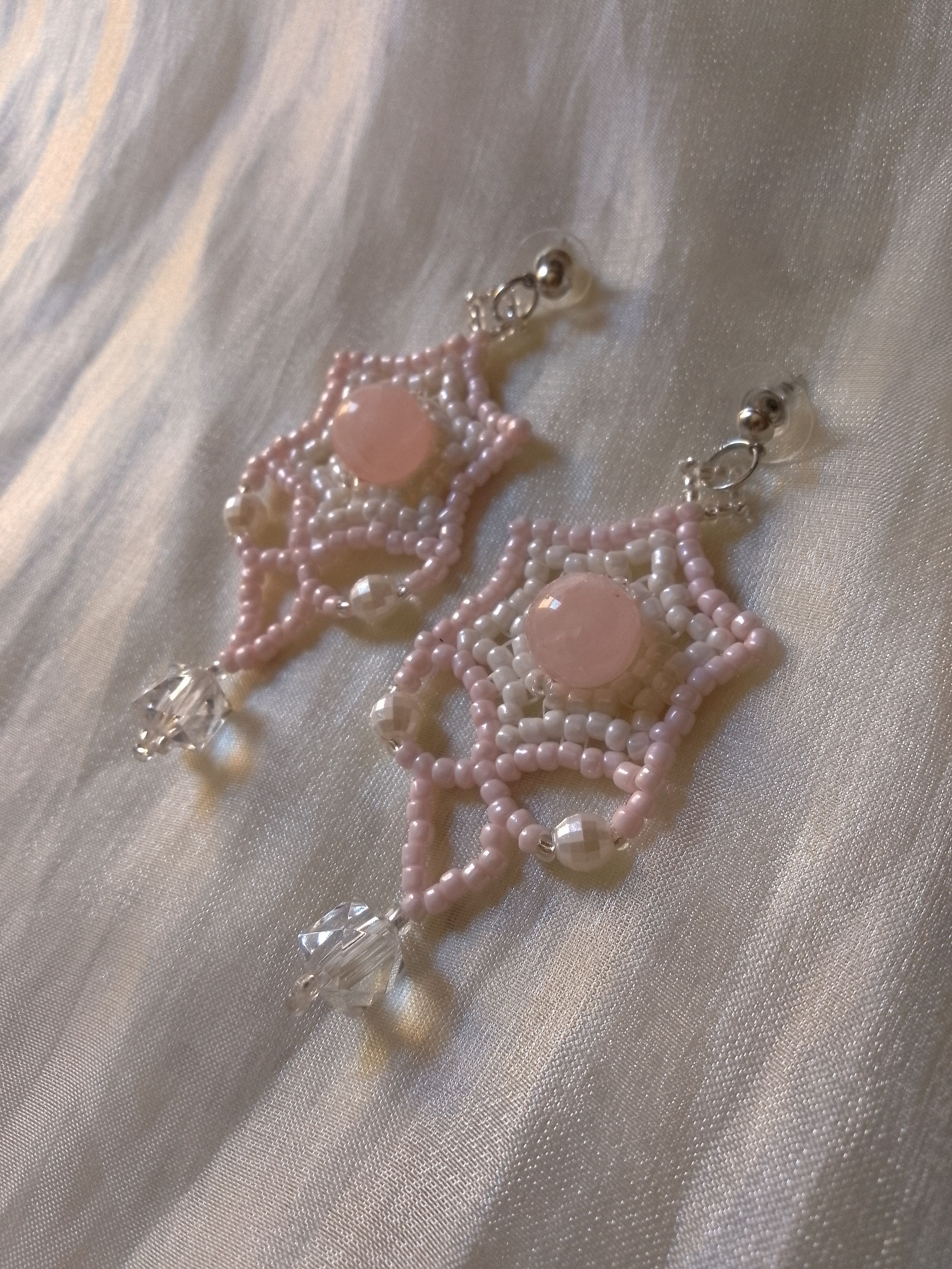 Handmade Long earrings with rise quartz gemstones Elegant Size ONE SIZE - 6 Thumbnail
