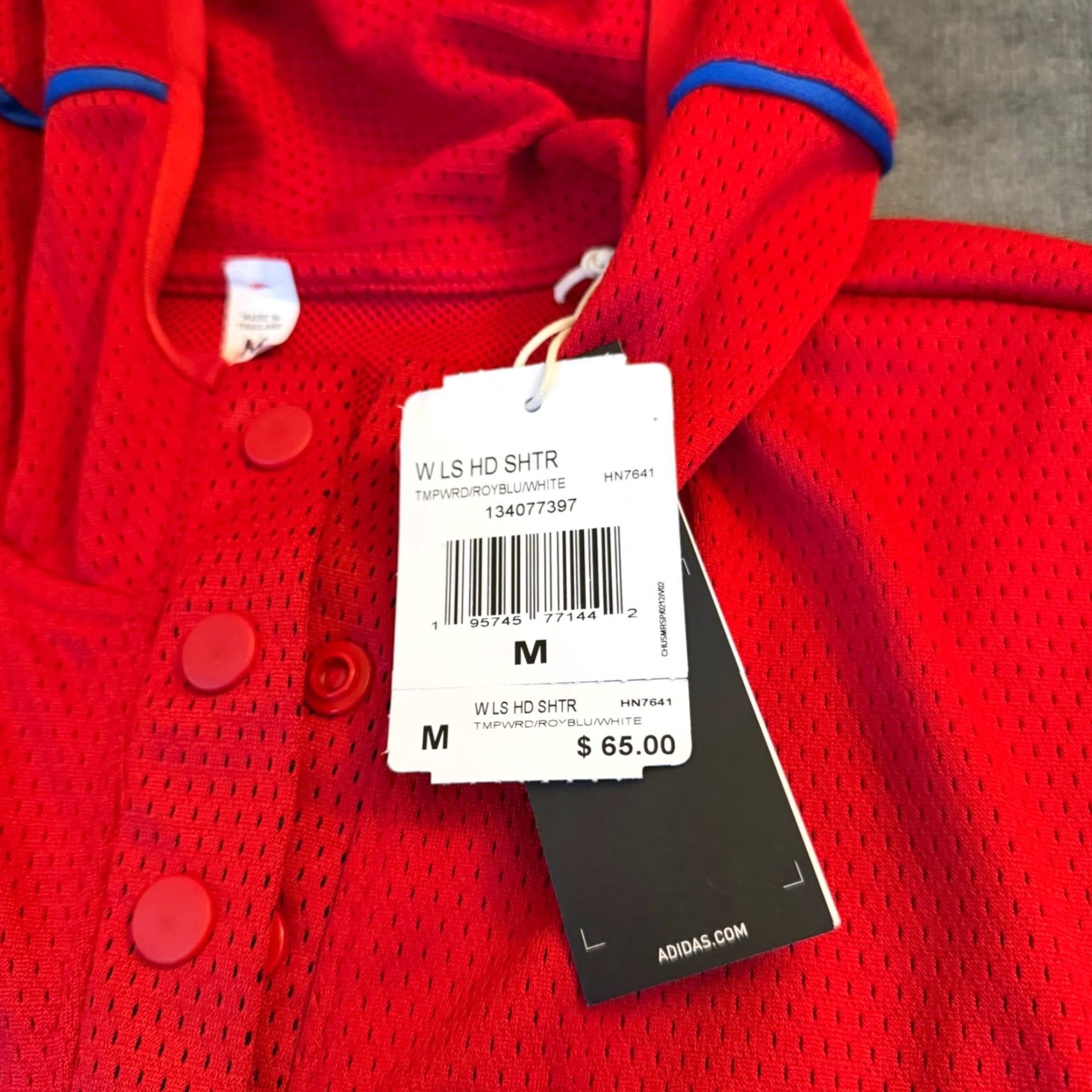 Adidas VINTAGE adidas Kansas Jayhawks Pullover Hoodie Jersey Red Blue Men's Medium NWT Size US M / EU 48-50 / 2 - 3 Thumbnail