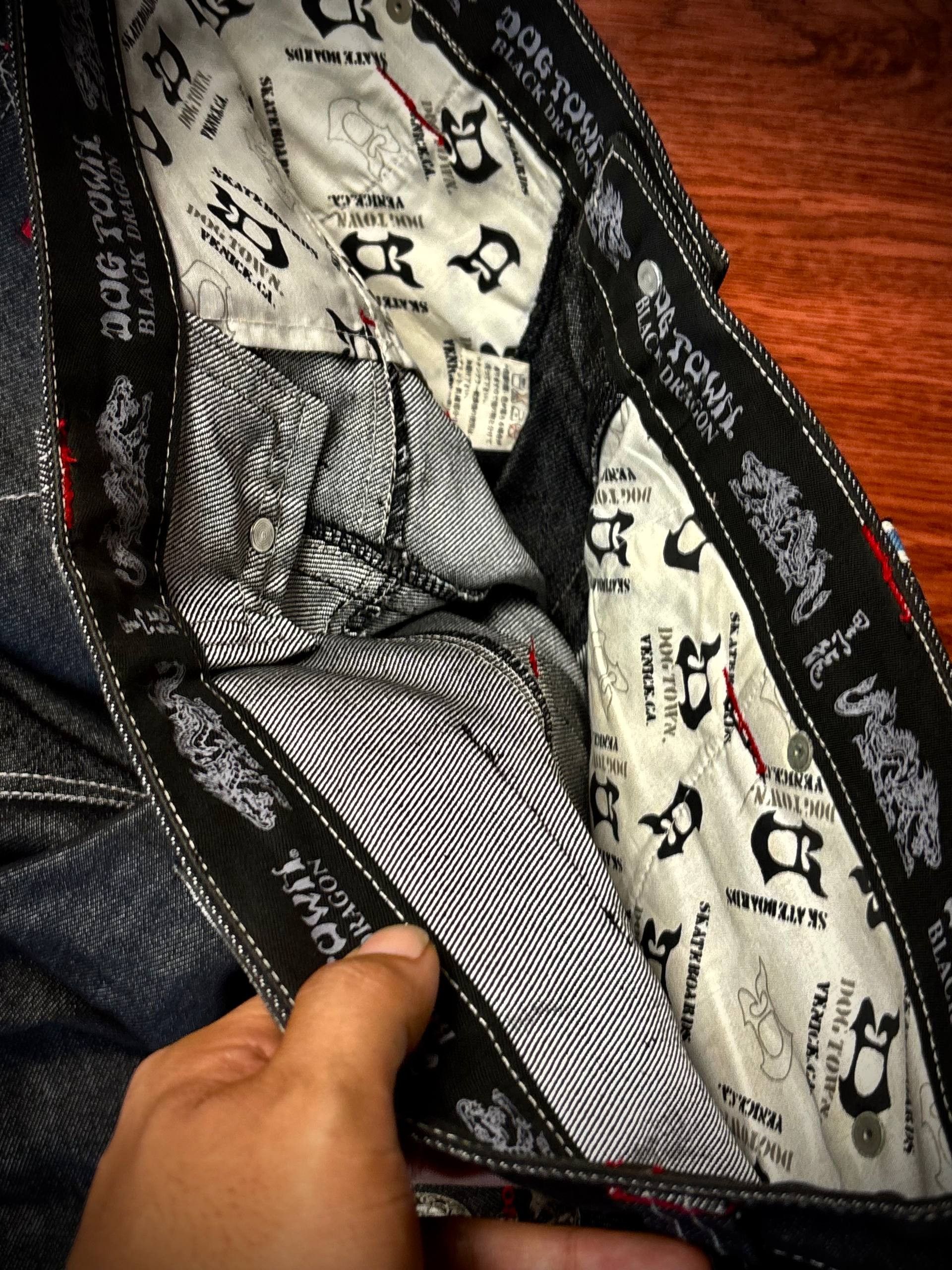 JNCO Vintage 00s Big Skull Logo Dogtown Black Raw Denim Pants Size US 36 / EU 52 - 8 Thumbnail