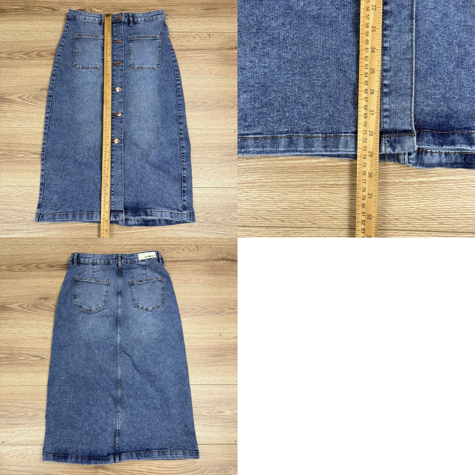 Vintage Love Gen Denim Midi Skirt Size 9/30 A-Line High Waist Patch Pocket Blue Womens Midi Denim Skirt 9 Girls? Size 30" / US 8 / IT 44 - 8 Thumbnail