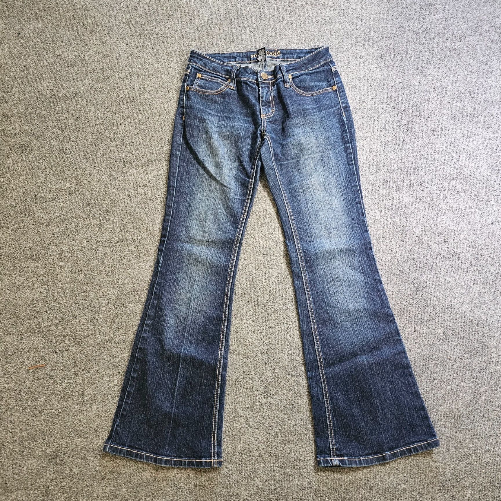 Southpole VINTAGE Southpole Jeans Womens Flare 28 Blue Dark Wash Embroidered 90s Hip Hop Y2K Casual Jeans Womens Size 26" / US 2 / IT 38 - 2 Thumbnail