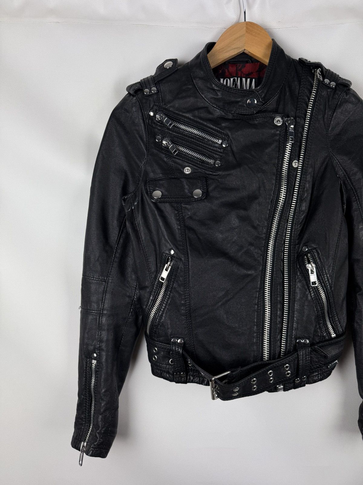 JOFAMA Jofama By Kenza Ladies Gothic Leather Biker Jacket Size 34 Size XS / US 0-2 / IT 36-38 - 2 Thumbnail