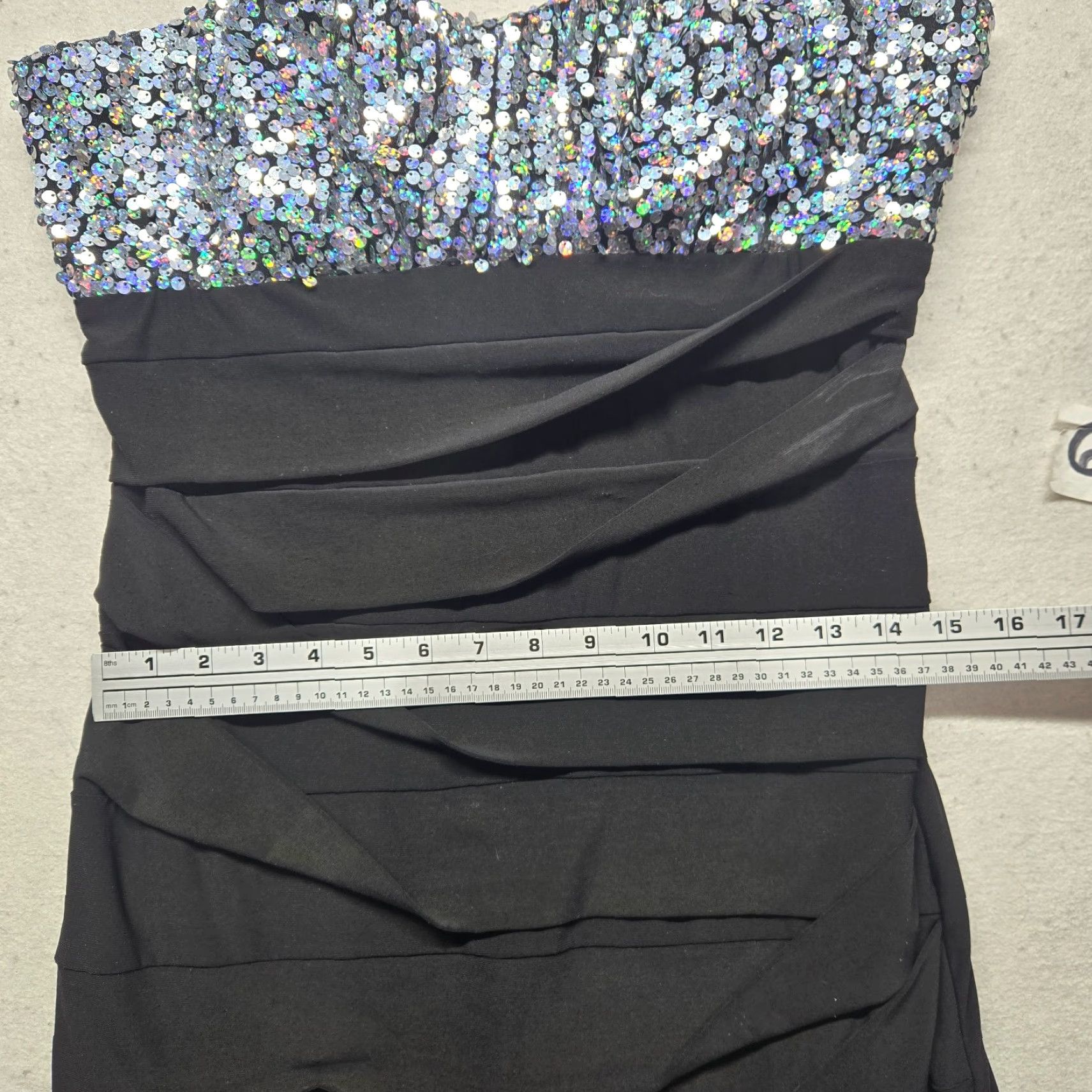 Vintage Deb Tank Dress VTG Y2K Deb Shiny Sequin Black Strapless XL Women's Party/Cocktail Dress Size XL / US 12-14 / IT 48-50 - 6 Thumbnail