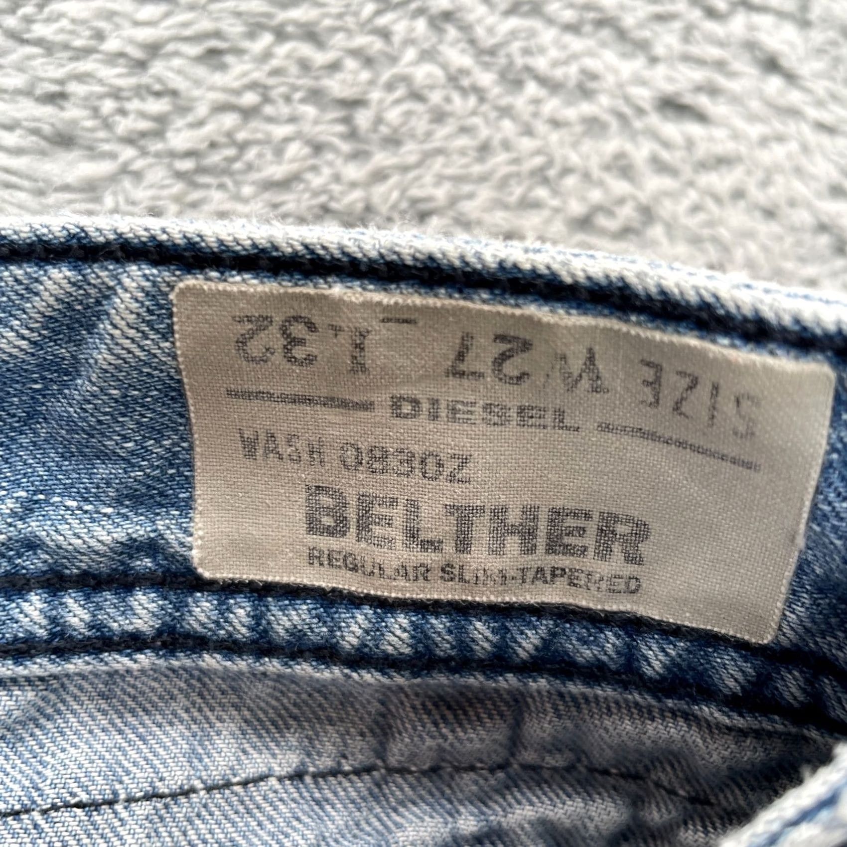 Diesel Diesel Jeans Mens 27x32 Blue Belther Regular Slim Tapered Denim 5-Pocket City Casual Mens Jeans Blue Size US 27 - 3 Thumbnail