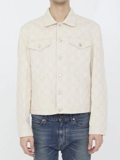 Gucci oc11z1025 Gg Jacquard Cotton Jacket In White Size US L / EU 52-54 / 3 - 1 Thumbnail