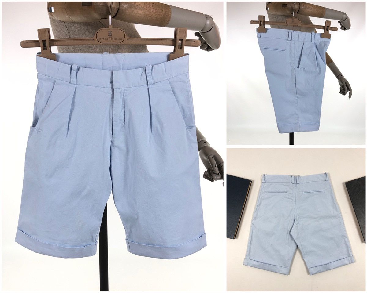 image of Dior Homme Logo Embroidered Bee Denim Chino Bermuda Shorts in Bleu, Women's (Size 24)