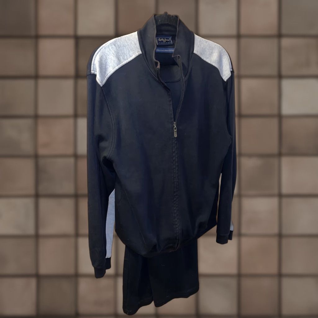 Vintage VINTAGE Bobby Jones Men’s Tracksuit Set Medium Black Peruvian Pima Cotton Zip Casual Activewear Size 40R - 1 Thumbnail