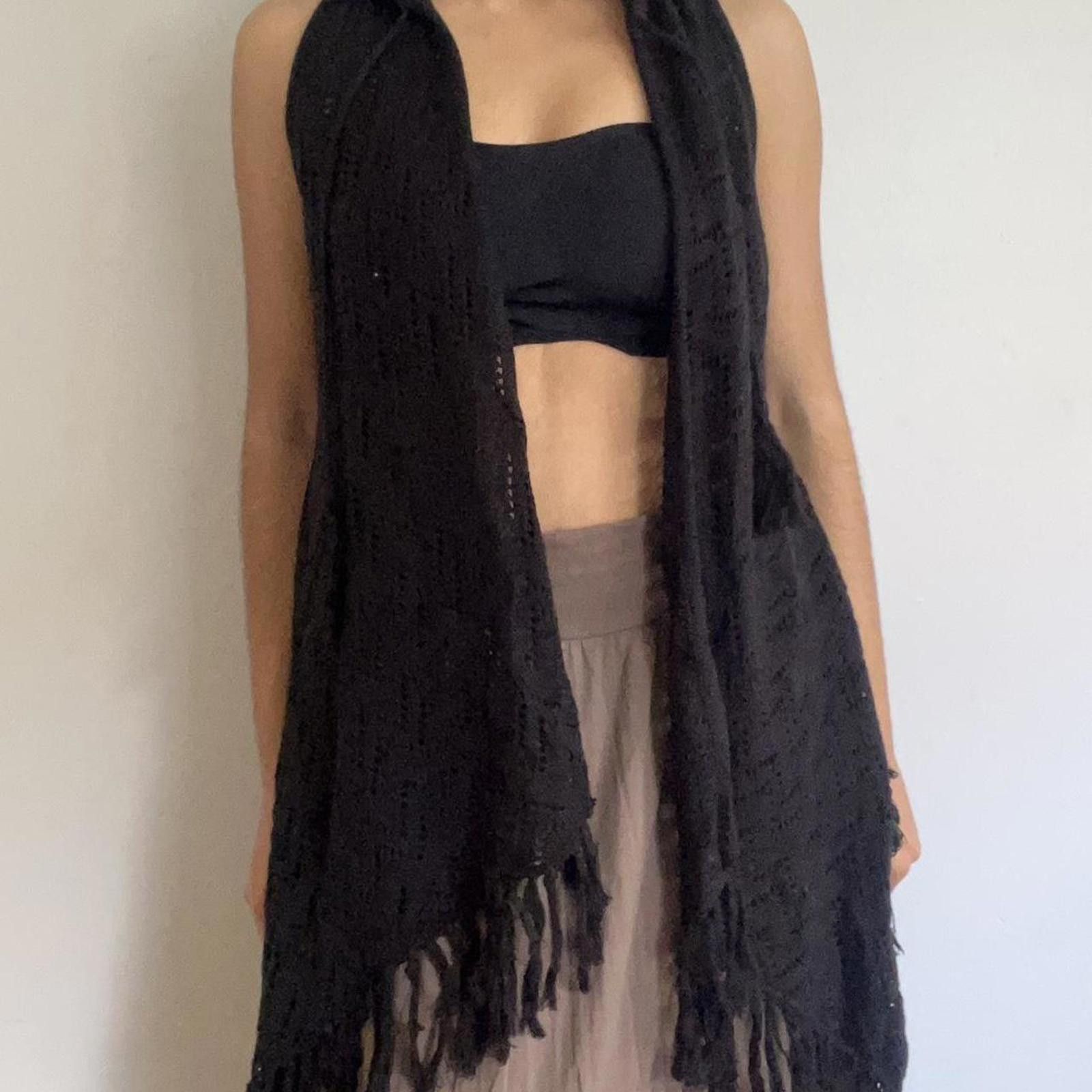 Other Black hooded knit top with fringe #goth #fairy Size S / US 4 / IT 40 - 3 Thumbnail