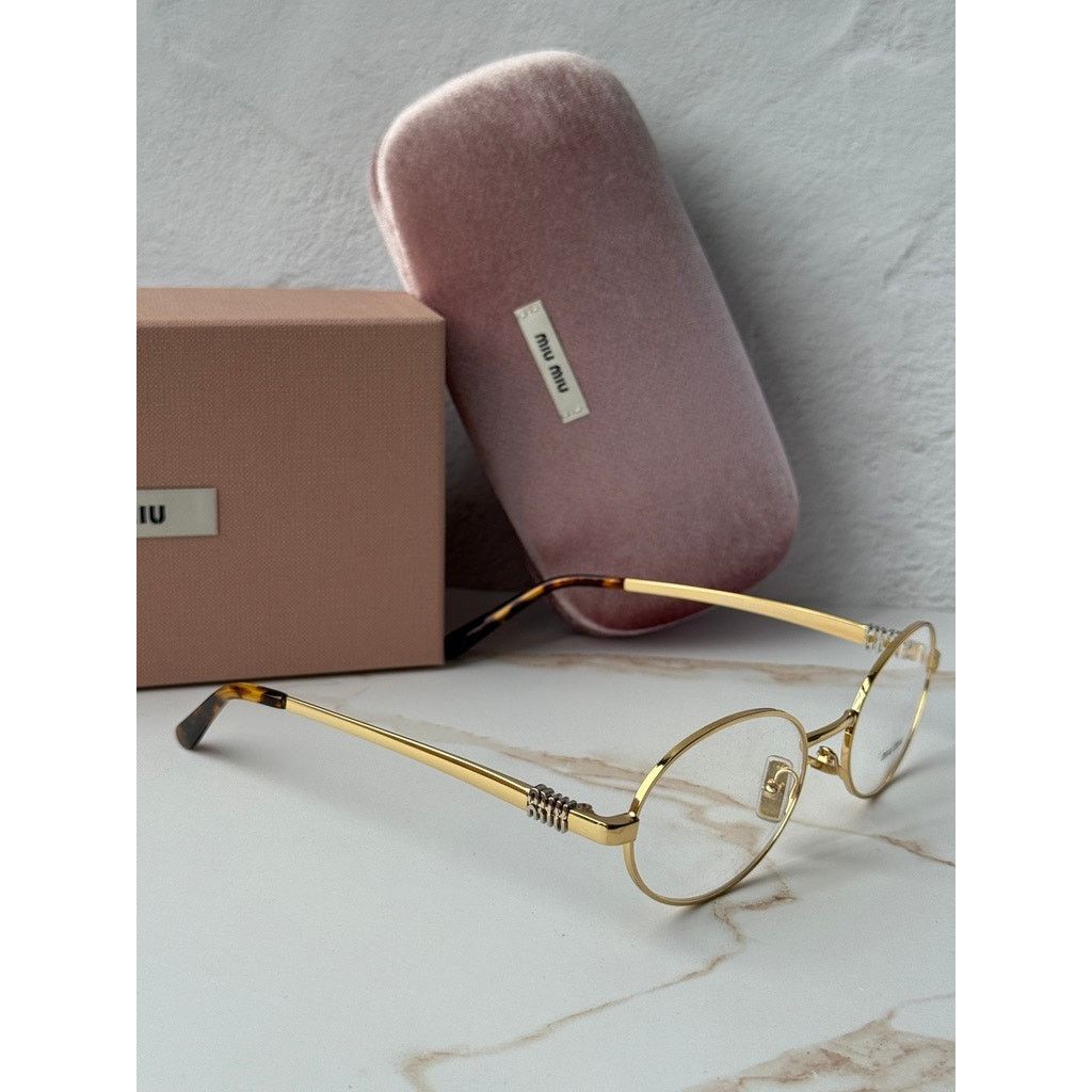 Miu Miu NEW Miu Miu M50ZV Gold Oval Metal Eyeglasses Frames Size ONE SIZE - 5 Thumbnail