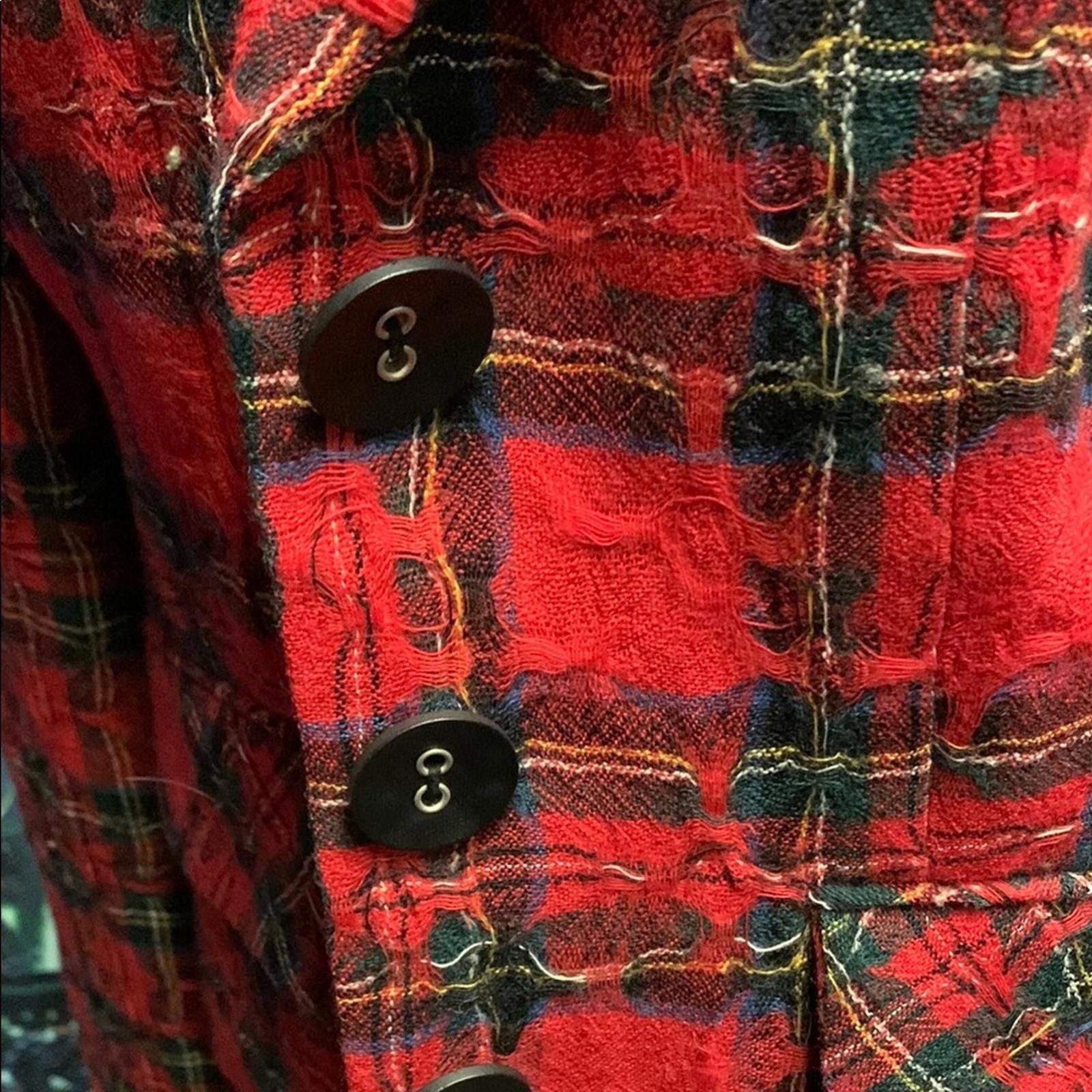 Designer Bold Red Plaid Blazer Size L / US 10 / IT 46 - 2 Thumbnail