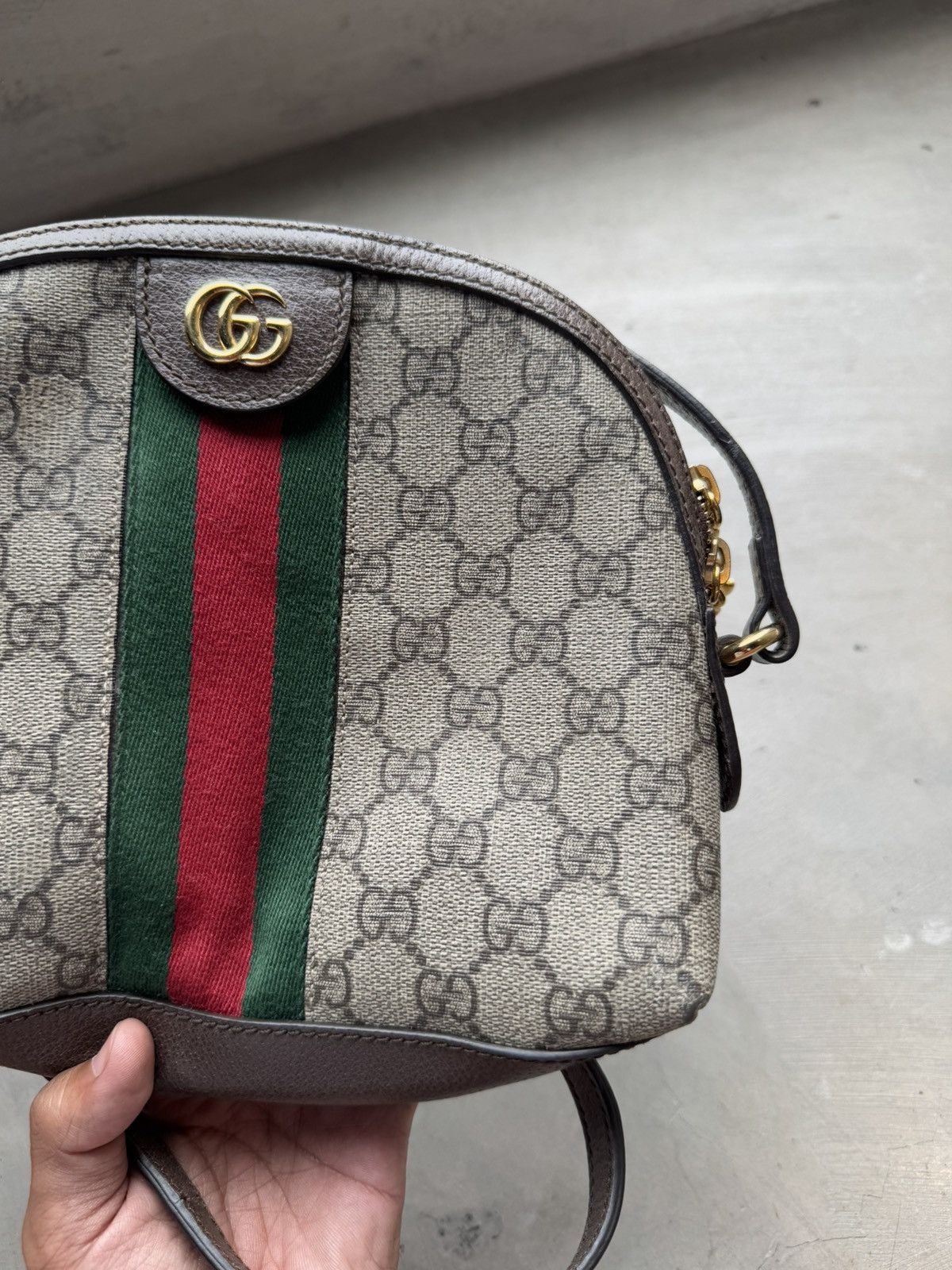Gucci GUCCI BROWN CANVAS GG SUPREME OPHIDIA DOME SMALL BAG Size ONE SIZE - 9 Thumbnail