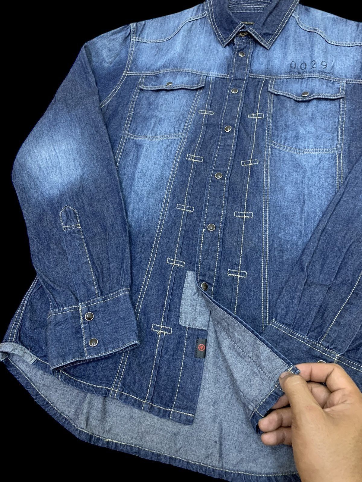 Japanese Brand × Vintage Homme 291295 pearl snap denim shirt Size US M / EU 48-50 / 2 - 5 Thumbnail