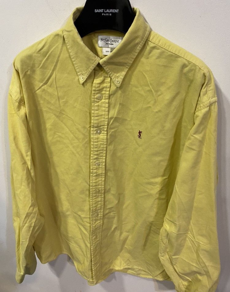 Yves Saint Laurent Corduroy YSL Shirt Velvet Yellow Size US L / EU 52-54 / 3 - 20 Thumbnail