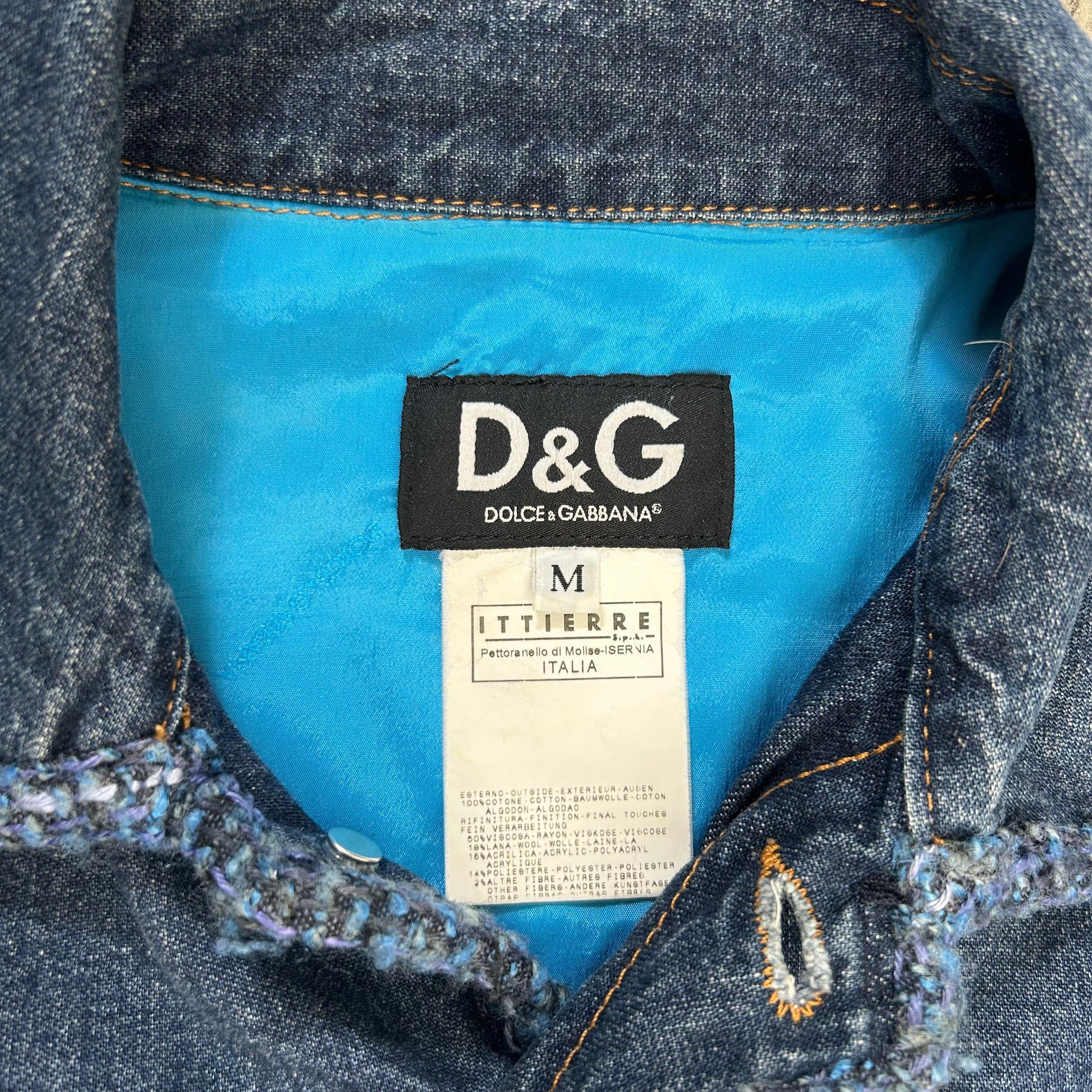 Dolce & Gabbana Dolce & Gabbana Blue Tweed Denim Jacket Size US M / EU 48-50 / 2 - 4 Thumbnail