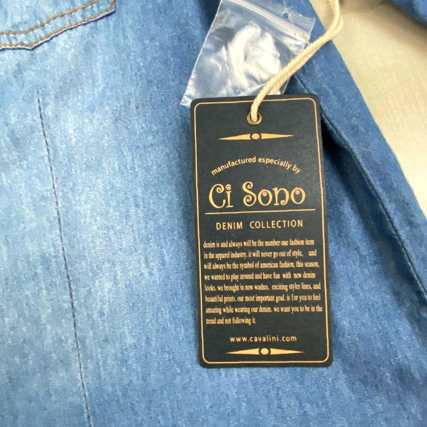 Vintage Ci Sono Womens Blue Chambray Button Up Shirt Small Western Roll Tab Sleeves Size S / US 4 / IT 40 - 5 Thumbnail