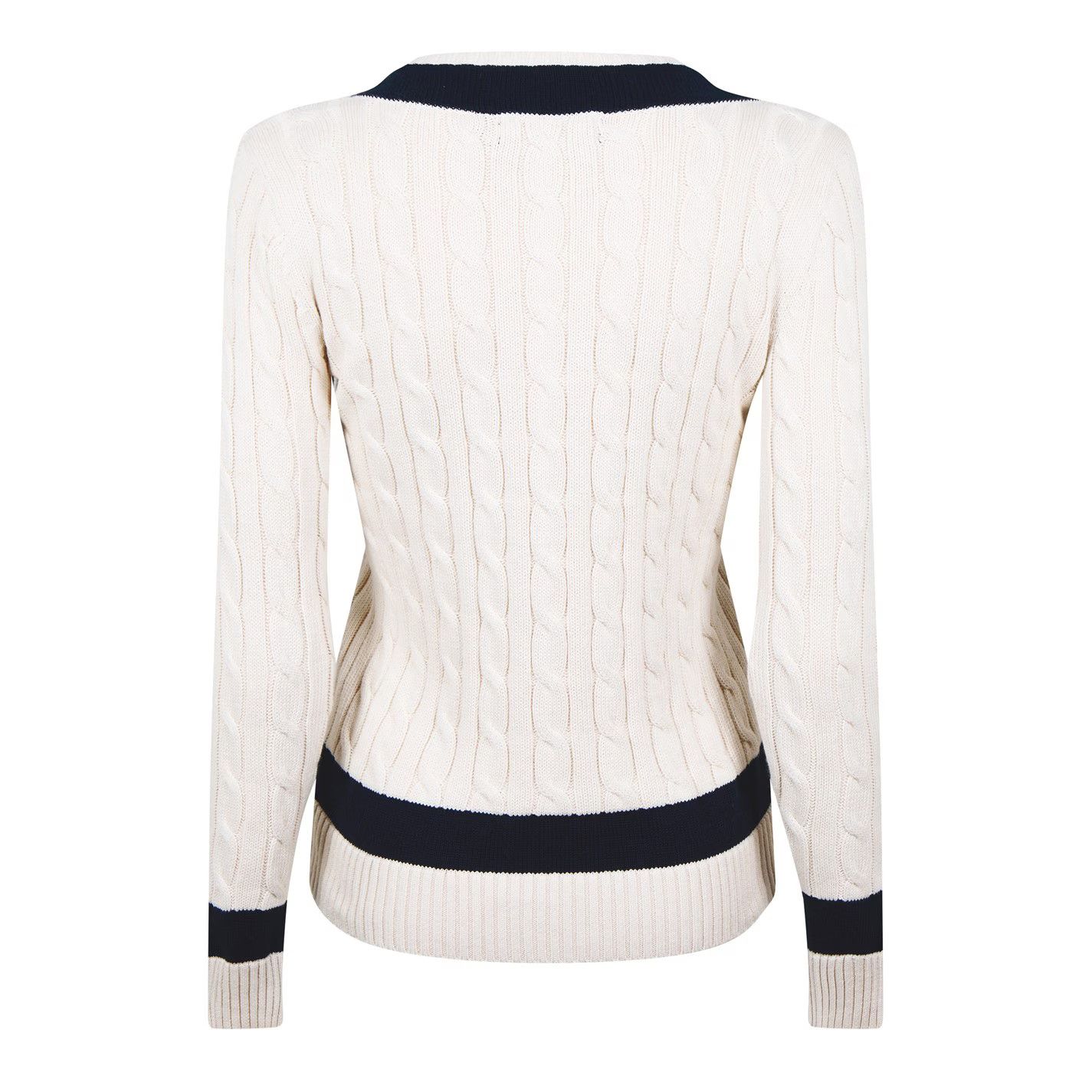 Lauren Ralph Lauren o1g2r1mq0825 Cable Knit Jumper in Cream/Navy Size L / US 10 / IT 46 - 6 Thumbnail