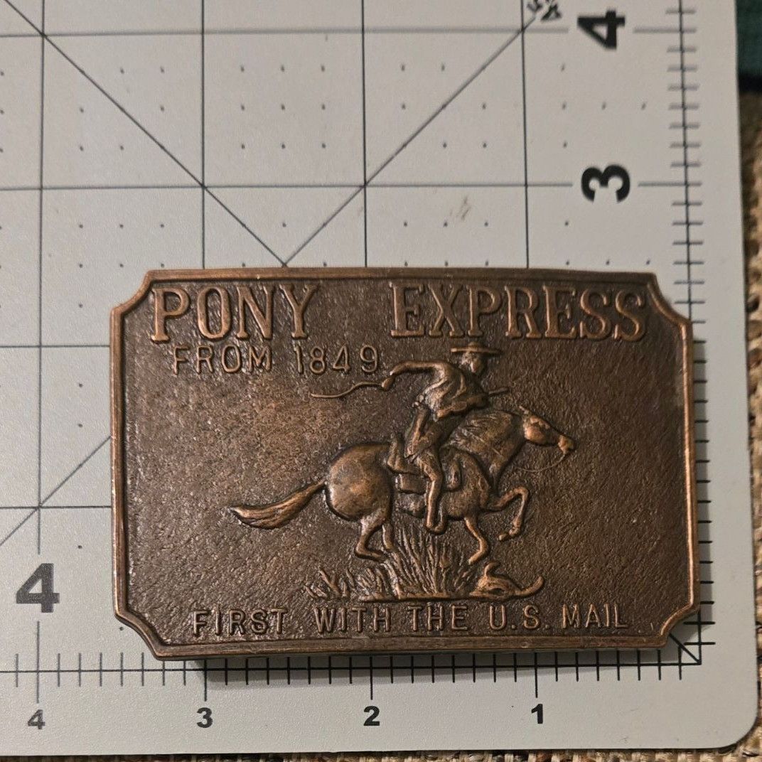 Other Vintage Pony Express Belt Buckle US Mail Horse Cowboy Deliv Size ONE SIZE - 2 Thumbnail