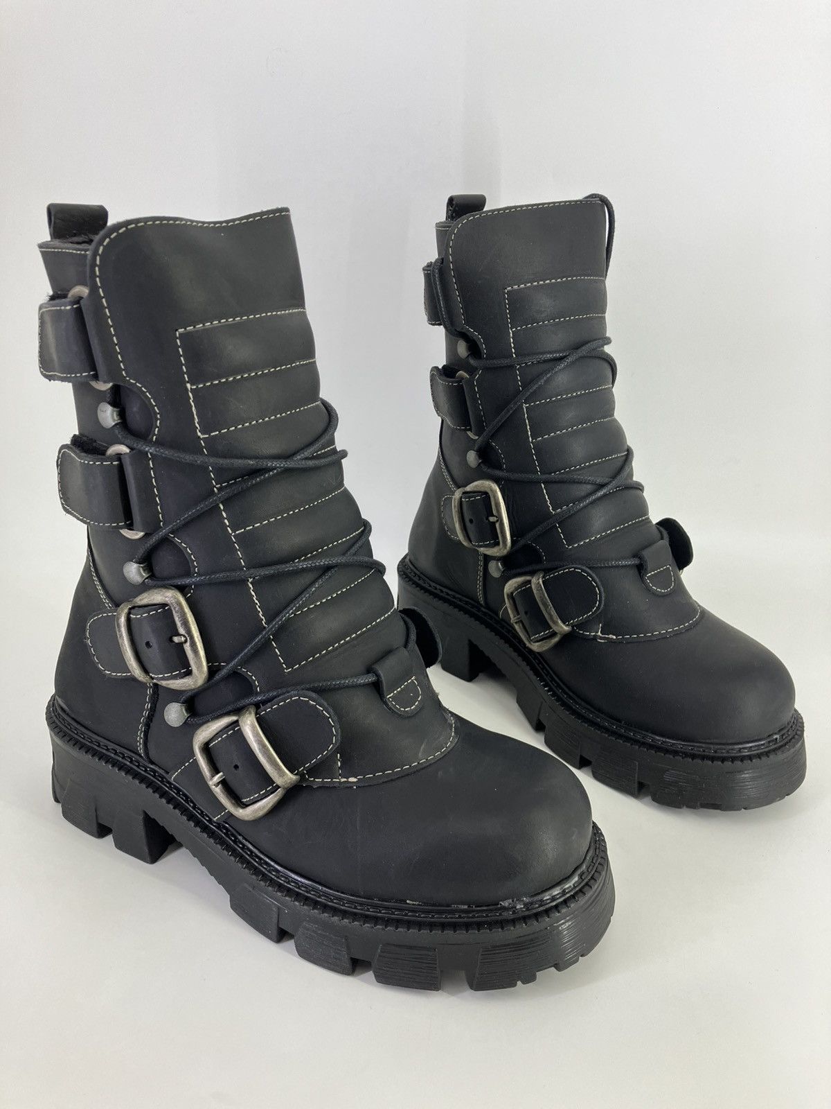 Vintage D’Estaka genuine leather chunky platform ankle boots boots Size US 7 / EU 40 - 1 Thumbnail