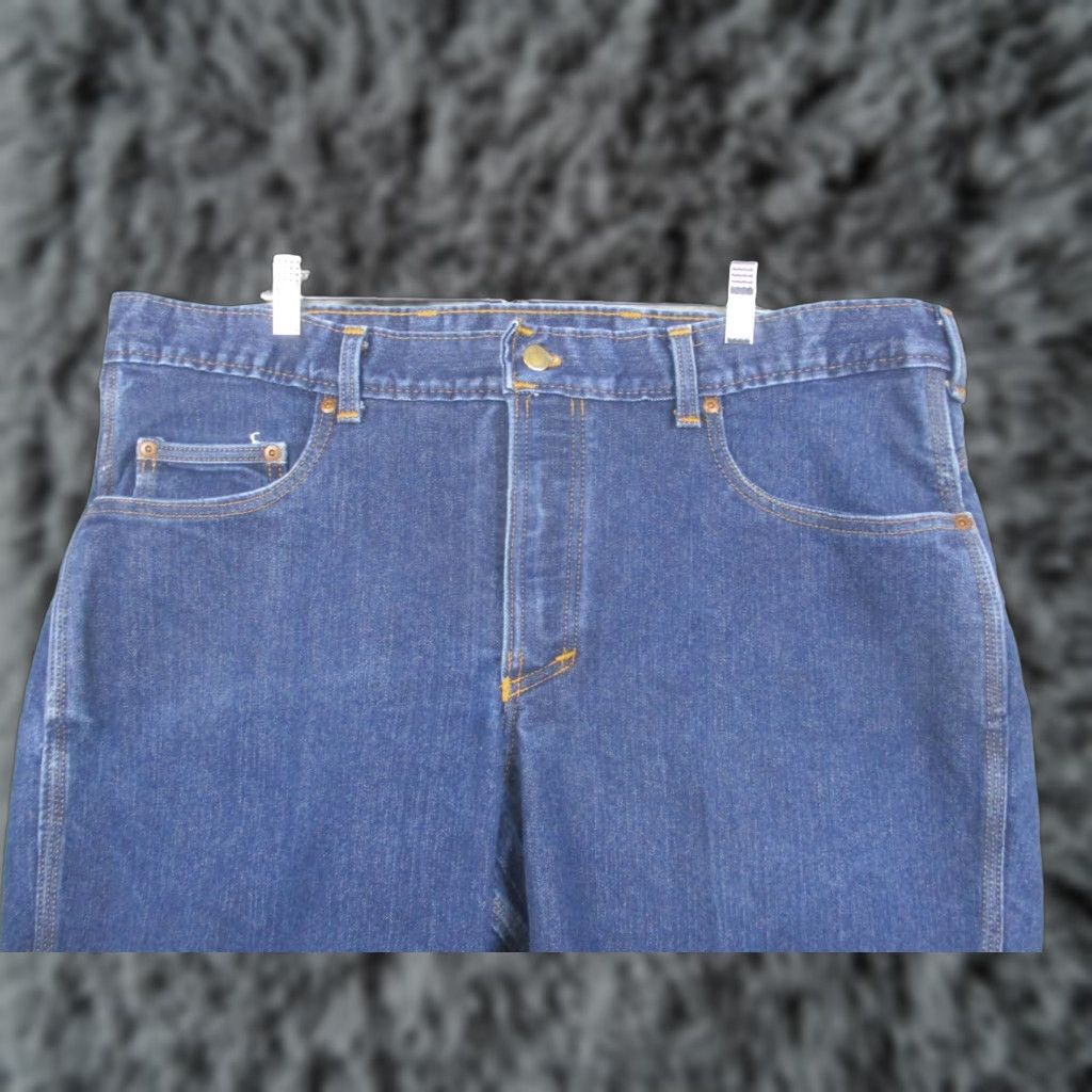 Vintage Origin Jeans Mens 40x32 Blue Denim Straight Leg Workwear Leg Jeans USA Rise Mid 5-Pocket O/E Legit Fit Mens Size US 40 / EU 56 - 1 Thumbnail
