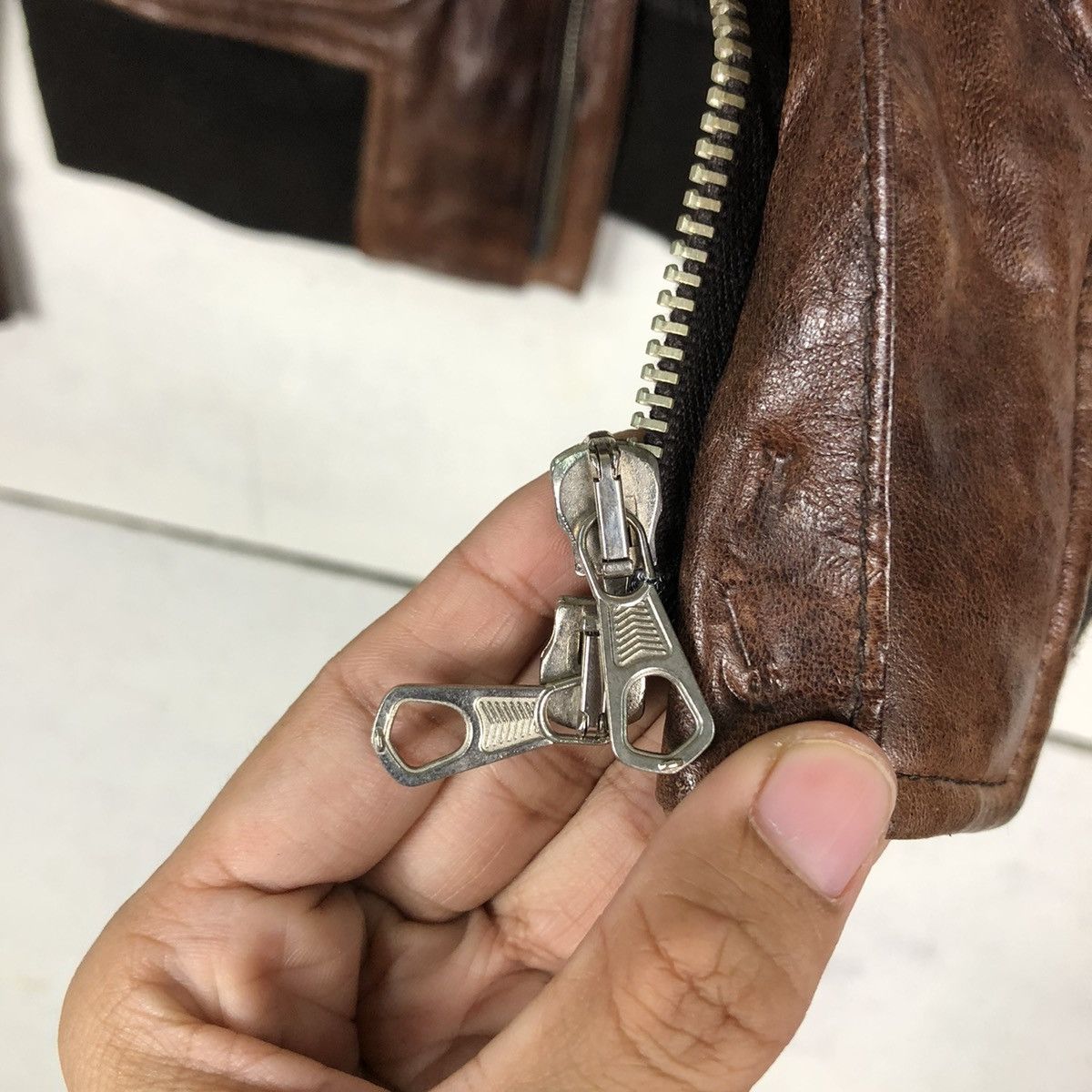 Japanese Brand 🔥VINTAGE CROPPED BIKER LEATHER JACKET BANK TANNAGE Size US S / EU 44-46 / 1 - 18 Thumbnail