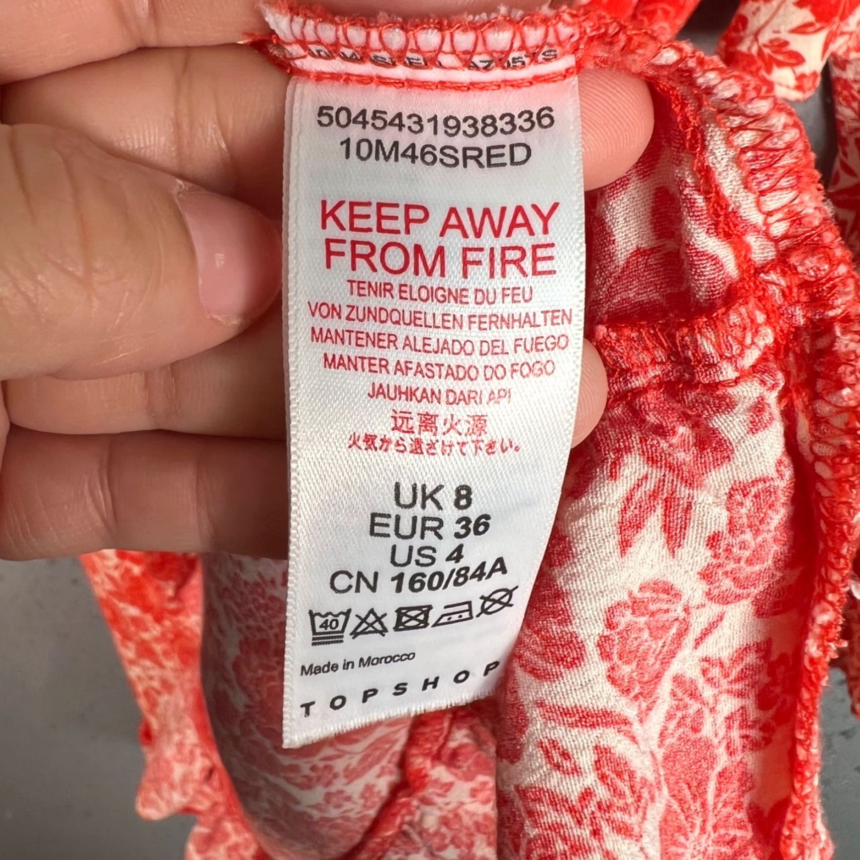 Topshop Topshop Women 4 Red White Floral Wrap Dress Viscose Long Sleeve Ruffle Hem Size S / US 4 / IT 40 - 7 Thumbnail