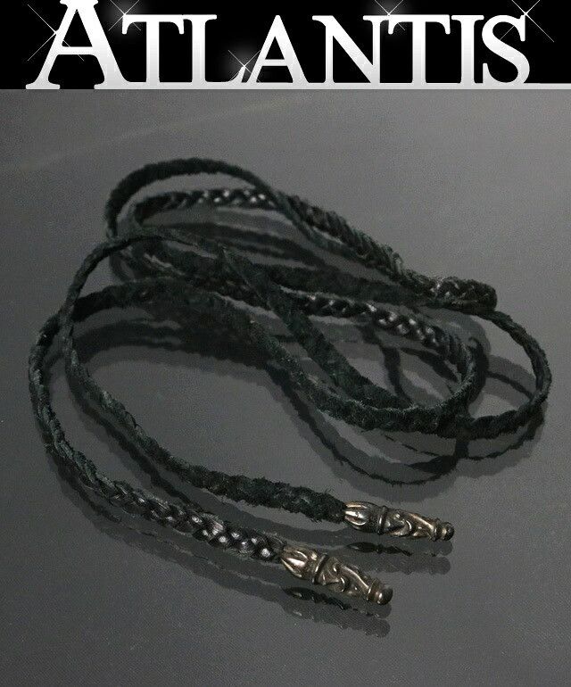 Chrome Hearts Chrome Hearts Leather Braid Silver Tips Scroll Bolo