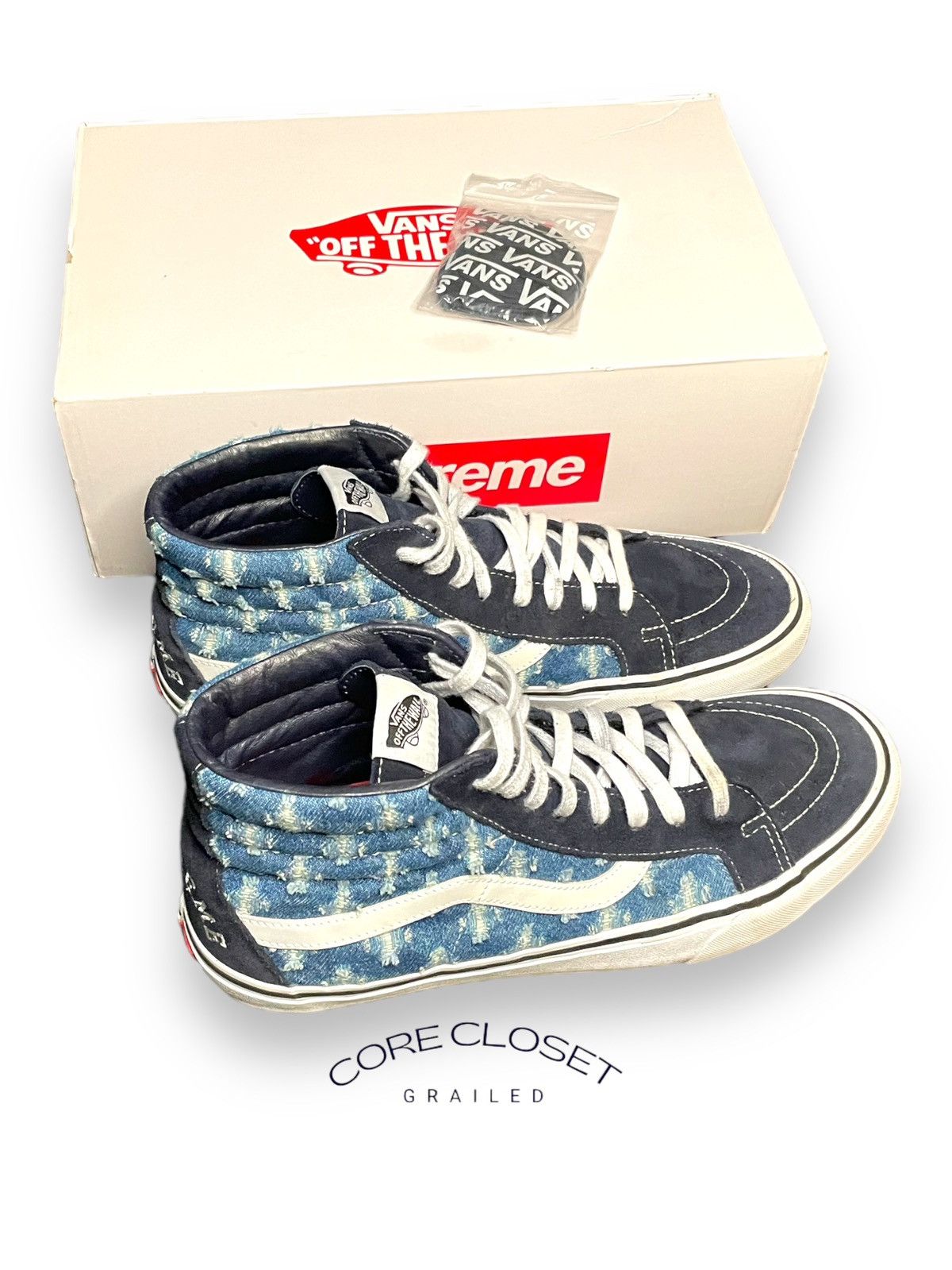 Supreme Supreme Vans Hole Punch Denim Sk8-Hi's | Grailed