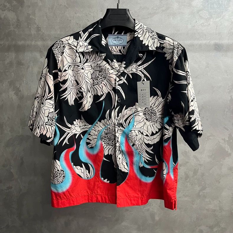 Prada Prada Black multi-color flame floral print pattern logo sho Size US M / EU 48-50 / 2 - 1 Thumbnail